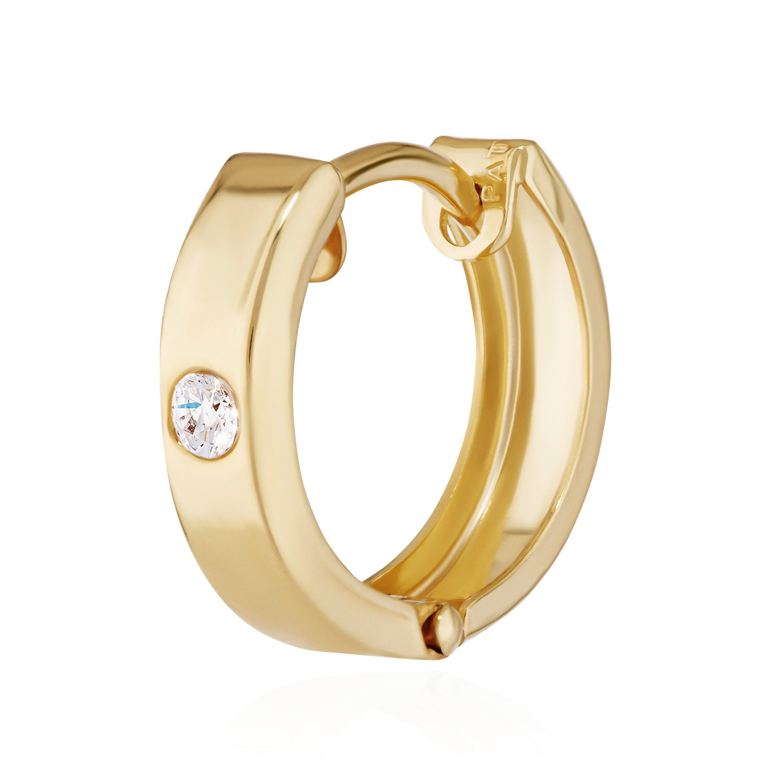 NKlaus Круглые серьги Single 333 Gelbgold Klappcreole Ohrring 12,5 X 3,1 (Damen)