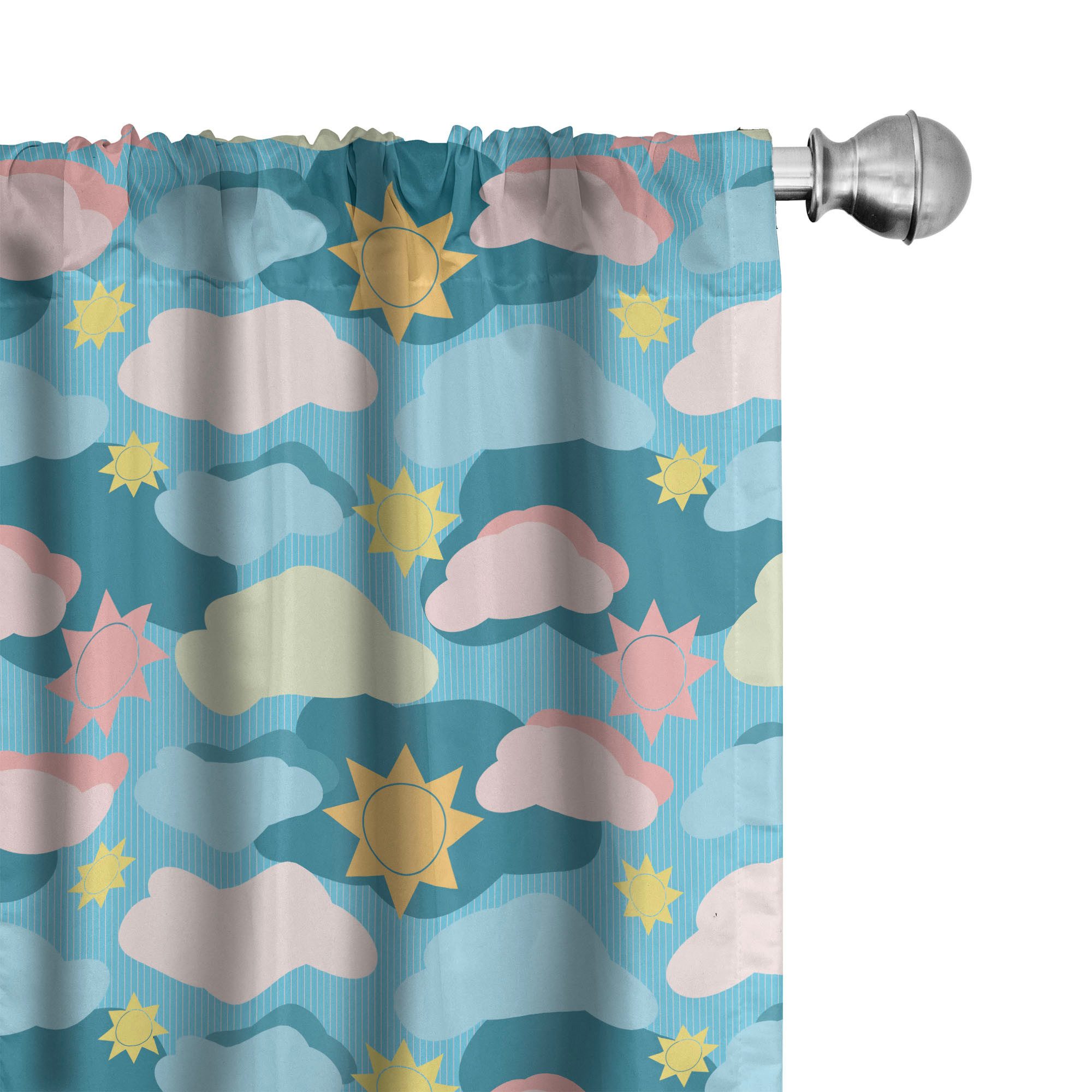 Abakuhaus Gardine Vorhang für Wohnzimmer Schlafzimmer Dekor, Microfaser, Wolken Graphic Design Wolken Sonnen