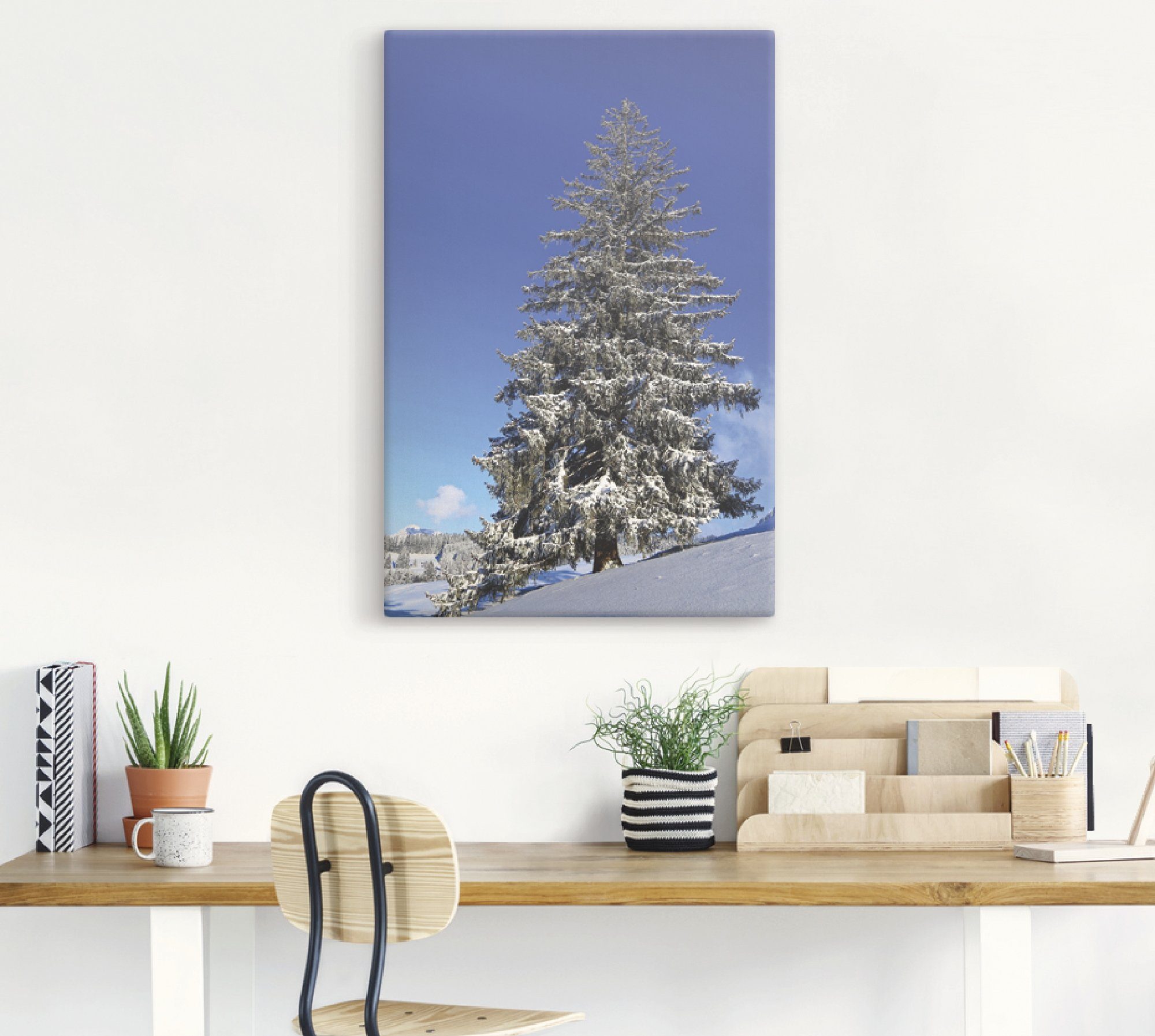 Artland Wandbild Winterlandschaft Wandaufkleber Größen versch. in (1 Alubild, Bäume Allgäu, als im oder St), Leinwandbild, Poster