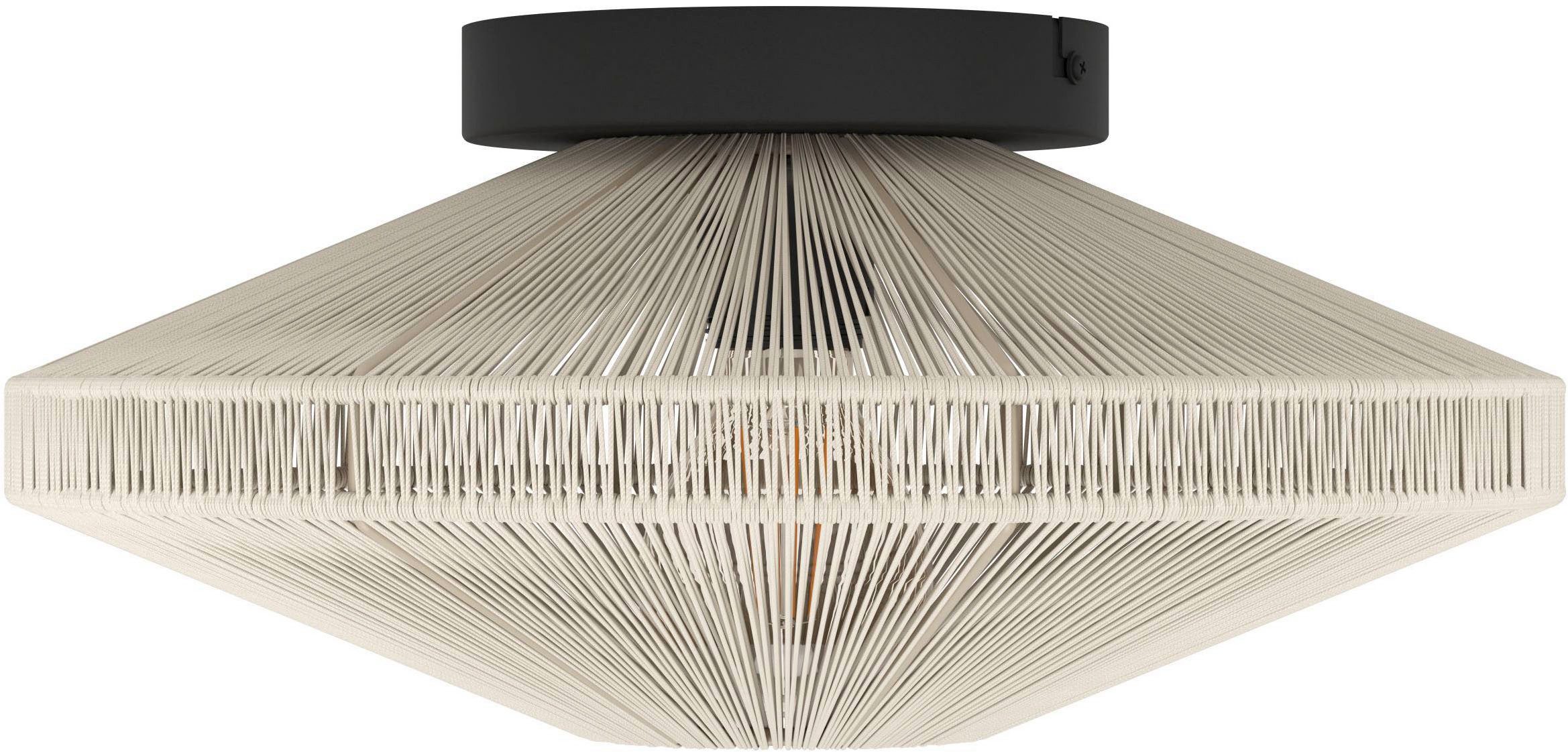 EGLO Deckenleuchte Midsumer Deckenlampe, Deckenbeleuchtung, japanisch, Metall, E27, Lampe, ohne Leuchtmittel, Wand-/Deckenleuchte - H17,5 x Ø38 cm - schwarz - 1X40W exkl.