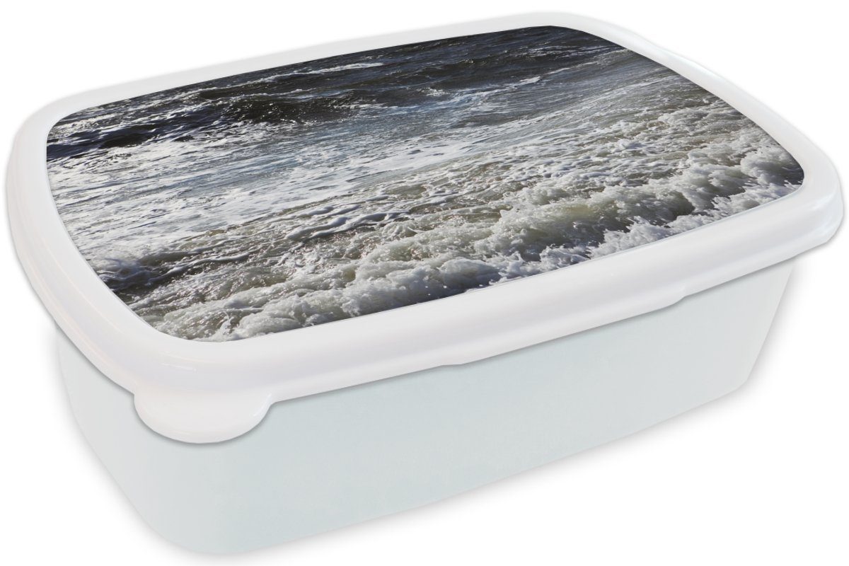 Nordsee - weiß MuchoWow und und Kunststoff, Jungs Erwachsene, Wellen, Mädchen für Kinder Wasser (2-tlg), für Lunchbox Brotdose, Brotbox -