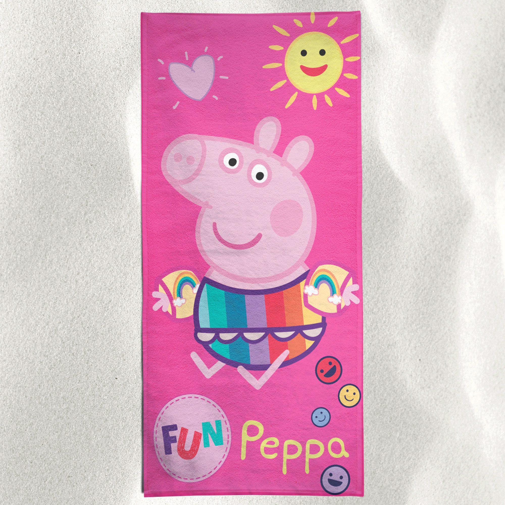 BERONAGE Strandtücher Peppa Wutz Pig Badetuch Beach Fun 60x120 cm, 100% Baumwolle (1-St), Frottee in Velours-Qualität – Bild 5 von 5