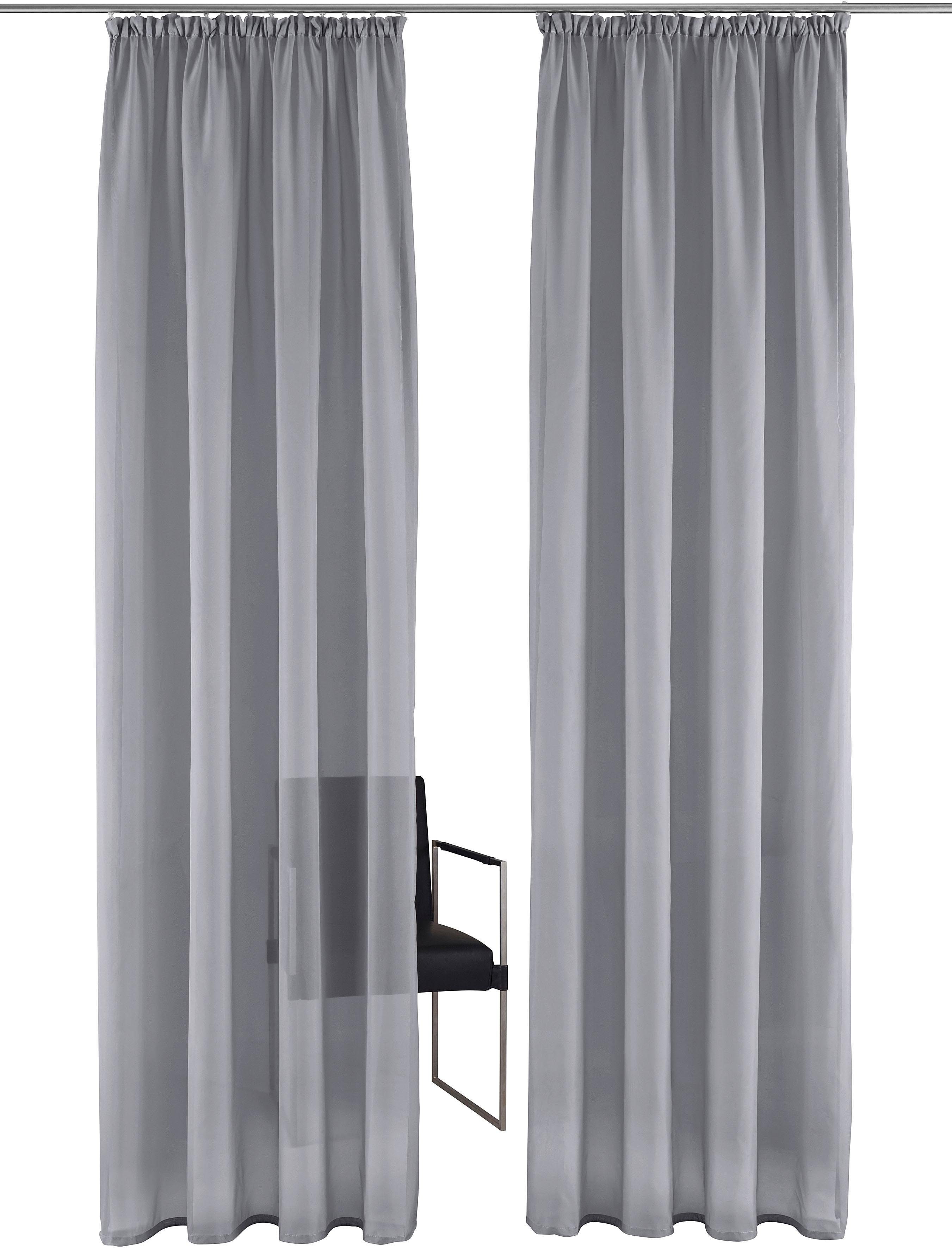 OTTO home Gardine XANA 1er- und 2er-Pack, Kräuselband, Topseller! (2 St), Kräuselband, transparent, Voile, Bestseller, einfarbig, 1 bzw. 2 Schals, pflegeleicht, – Bild 4 von 5