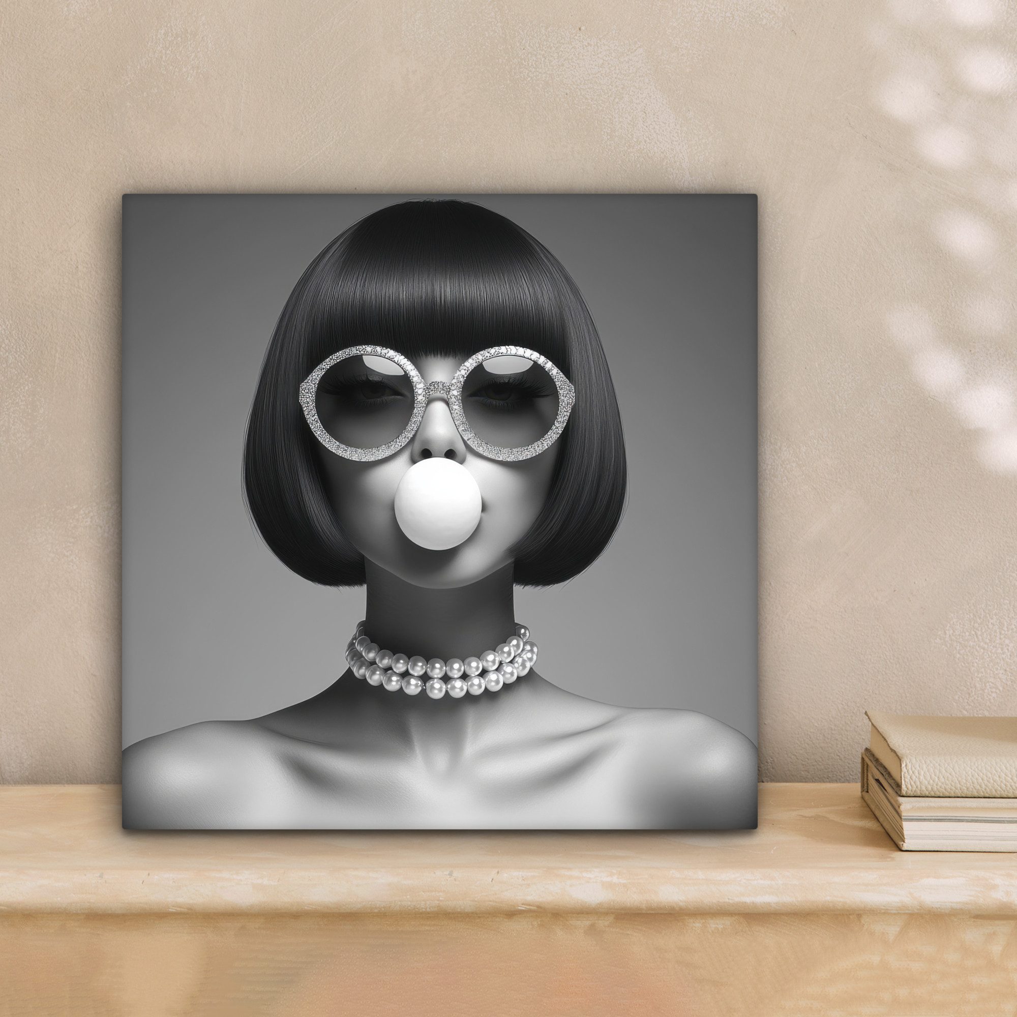 OneMillionCanvasses® Leinwandbild Frau - Schwarz und günstig online kaufen