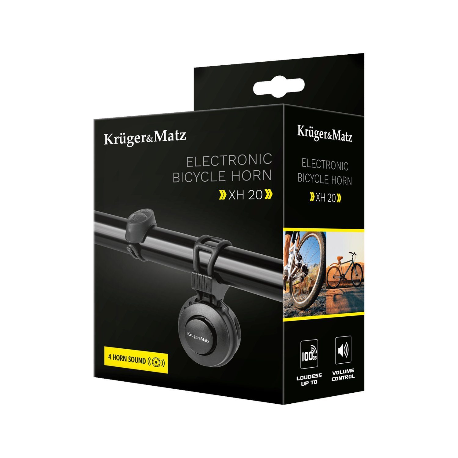 Krüger & Matz Fahrradklingel KM0945, Wiederaufladbarer Akku [USB]; 4 Tonsignale