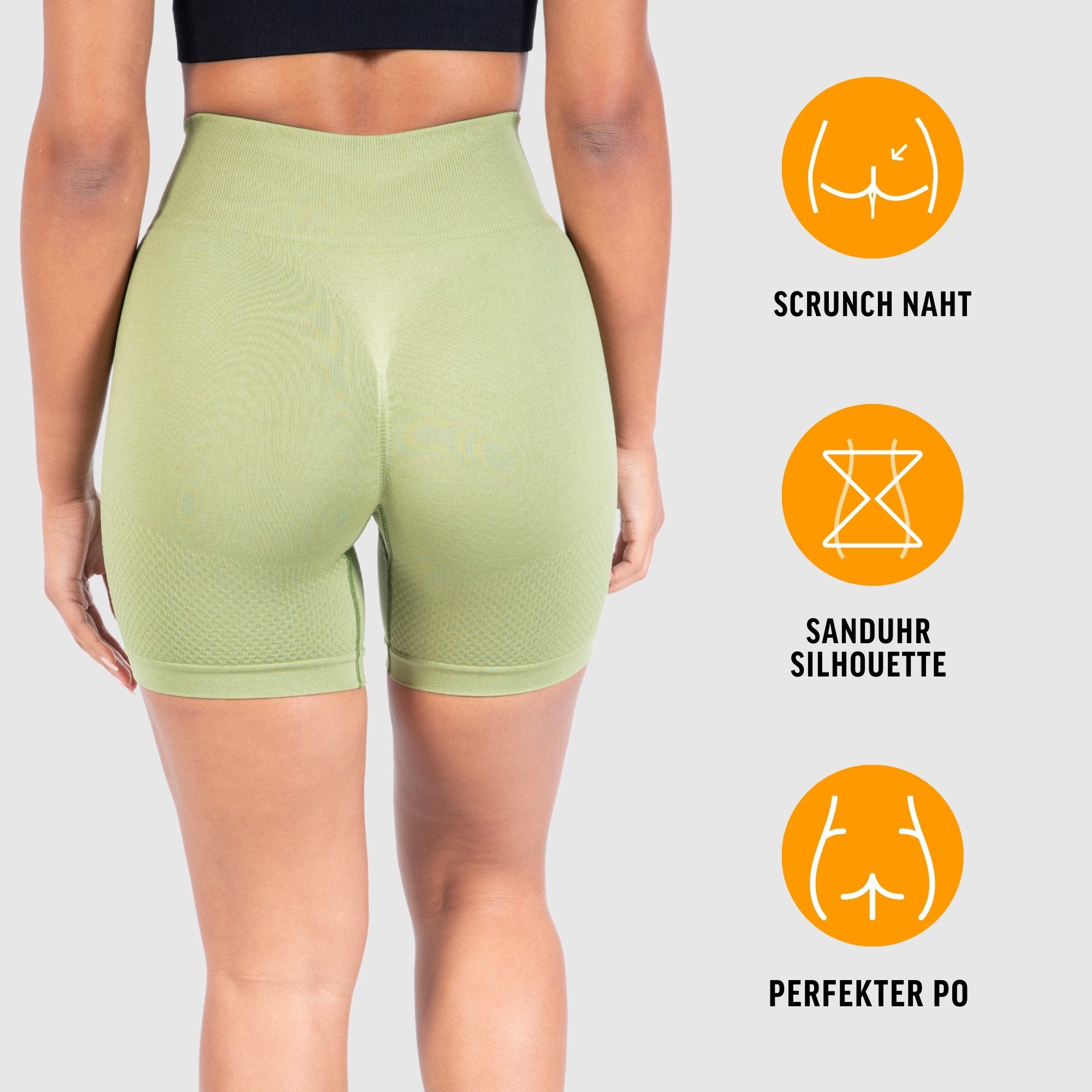 Smilodox Shorts Amaze Scrunch, Blickdichte Radlerhose mit Unsichtbarer Scrunch-Effekt High Waist Squatproof Scrunch Shorts-Leggings Seamless Sport Fitness