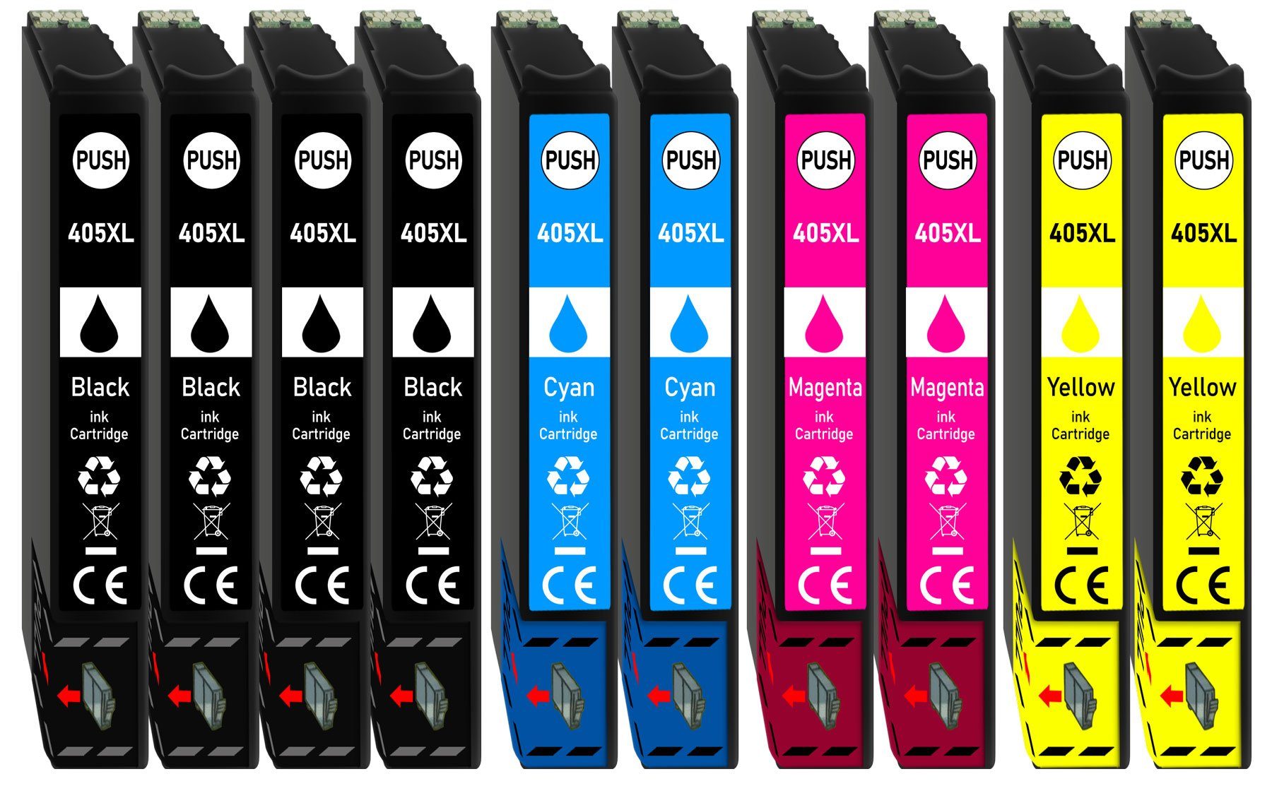 Druckerparadies 10er Multipack für Epson 405XL Tintenpatronen Set Tintenpatrone (10-tlg., für WF-3820 WF-3825 WF-4820 WF-4825 WF-4830 WF-7310 WF-7830 WF-7835 WF)