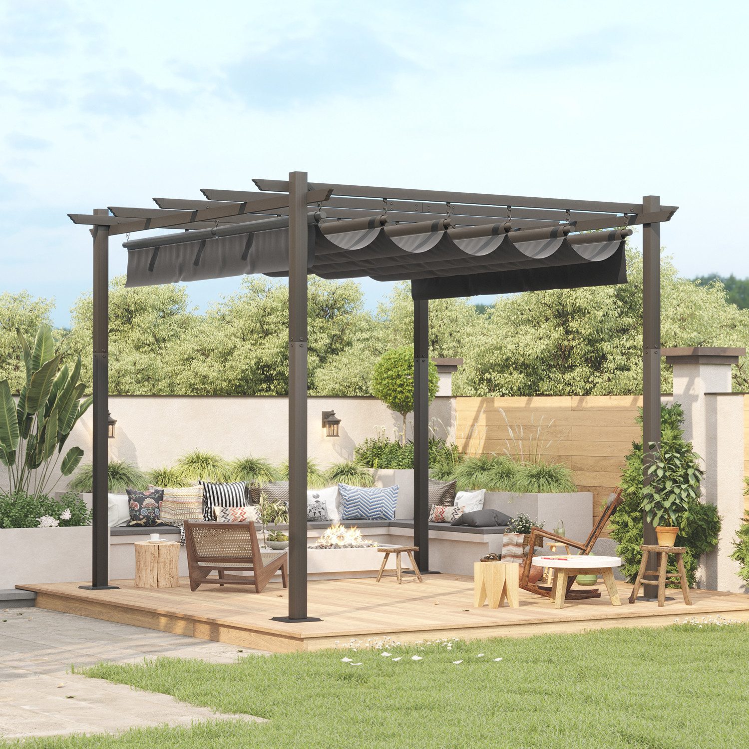 HOMALL Pavillon Pergola 3x3/3x4m Gartenpavillon Pavillon mit Aluminiumrahme günstig online kaufen