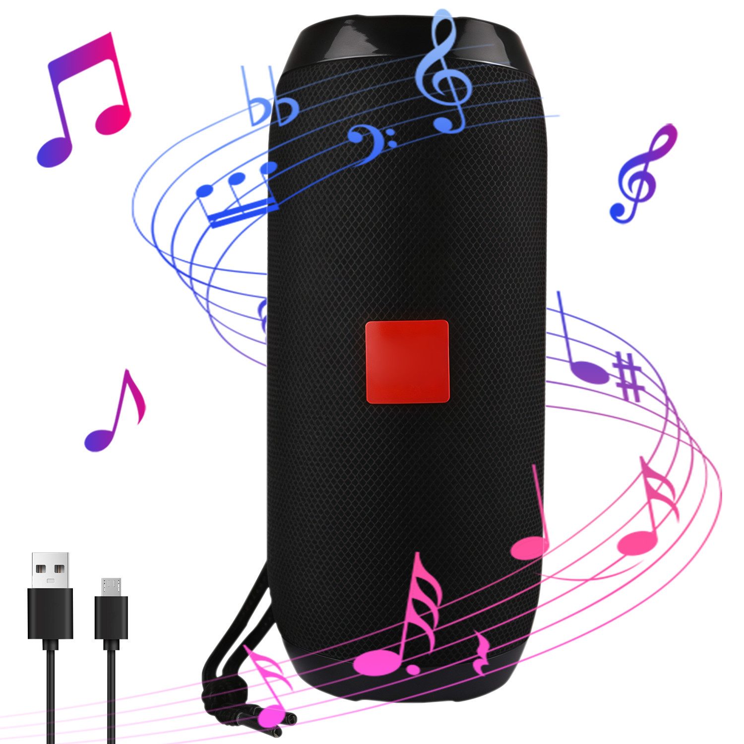 MOPUEA Portabler Bluetooth-Lautsprecher Party-Lautsprecher, Bluetooth5.0 Bluetooth-Lautsprecher Kabellos Bluetooth-Lautsprecher, mit Sprachansagen, Anruffunktion (Stereo-Sound, Musik & Anrufe per Taste, 1200mAh Akku, Perfekt für Reisen, Alltag und mobile Unterhaltung)