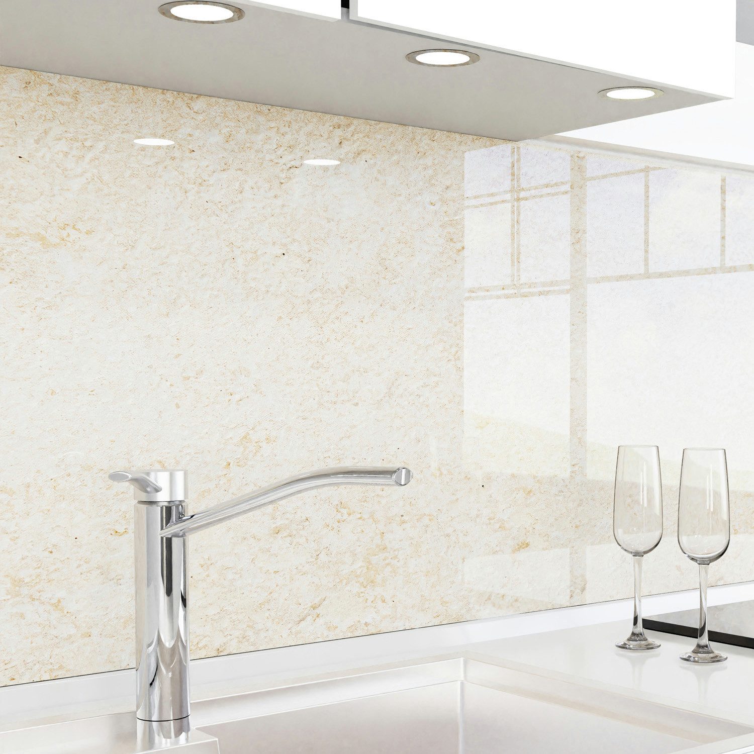 danario Küchenrückwand Folie selbstklebend, Glasoptik, Spritzschutz Küche, ablösbar - 0,8 mm