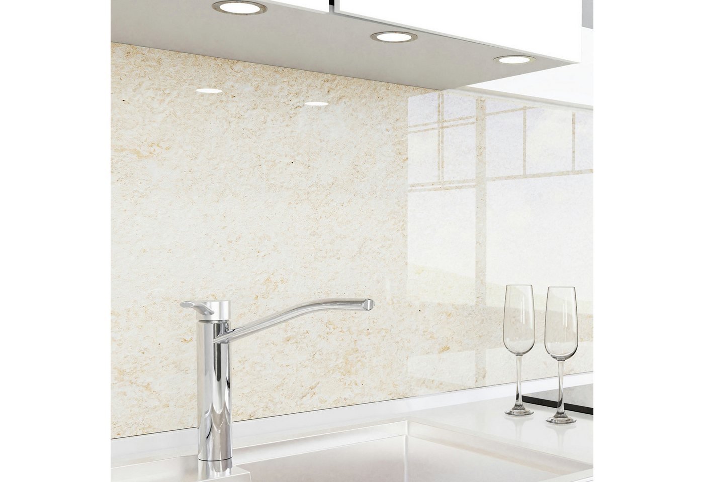 danario Küchenrückwand Folie selbstklebend, Glasoptik, Spritzschutz Küche, ablösbar - 0,8 mm