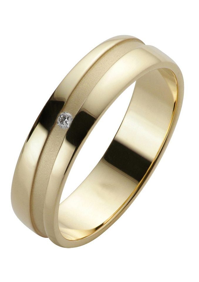 Firetti Trauring Schmuck Geschenk Gold 585 Hochzeit Ehering Trauring "LIEBE", Made in Germany, wahlweise mit oder ohne Brillant