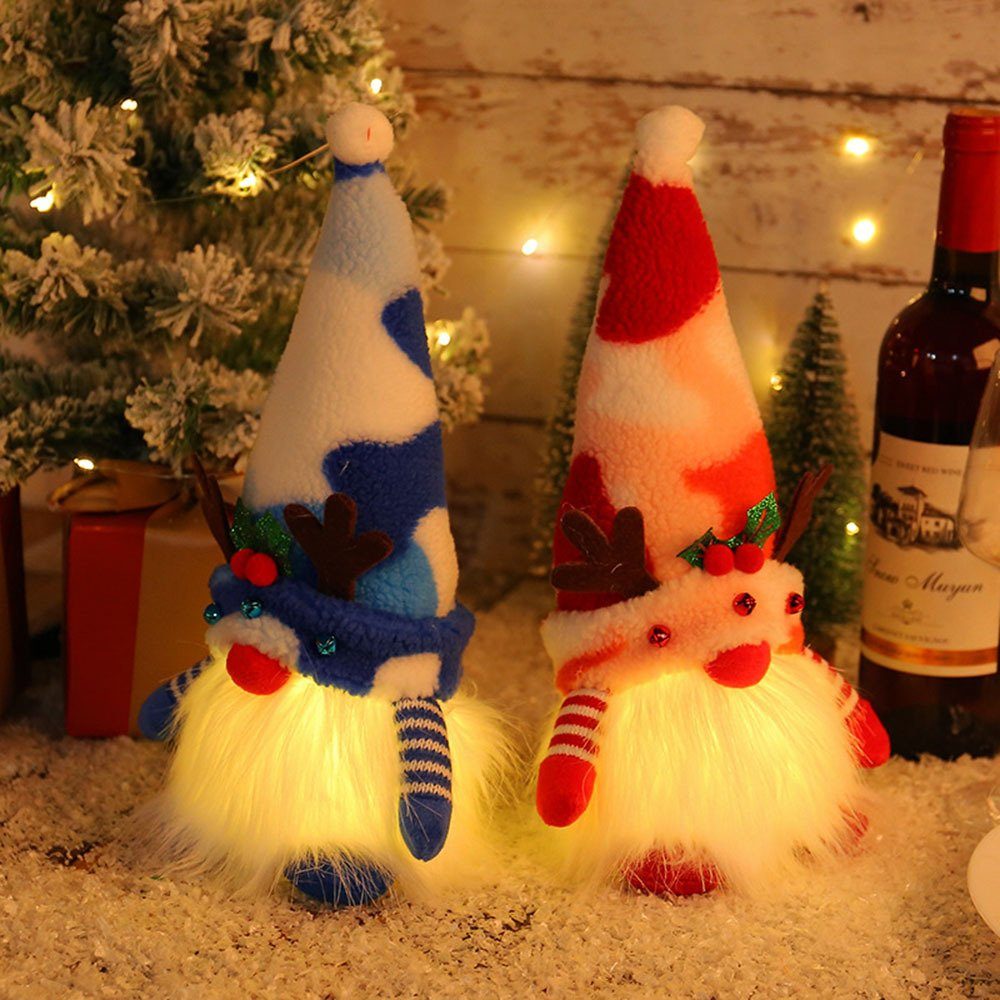 Blusmart Christbaumschmuck Weihnachten red Leuchtende Gesichtslose Leuchtende Puppe Bequeme