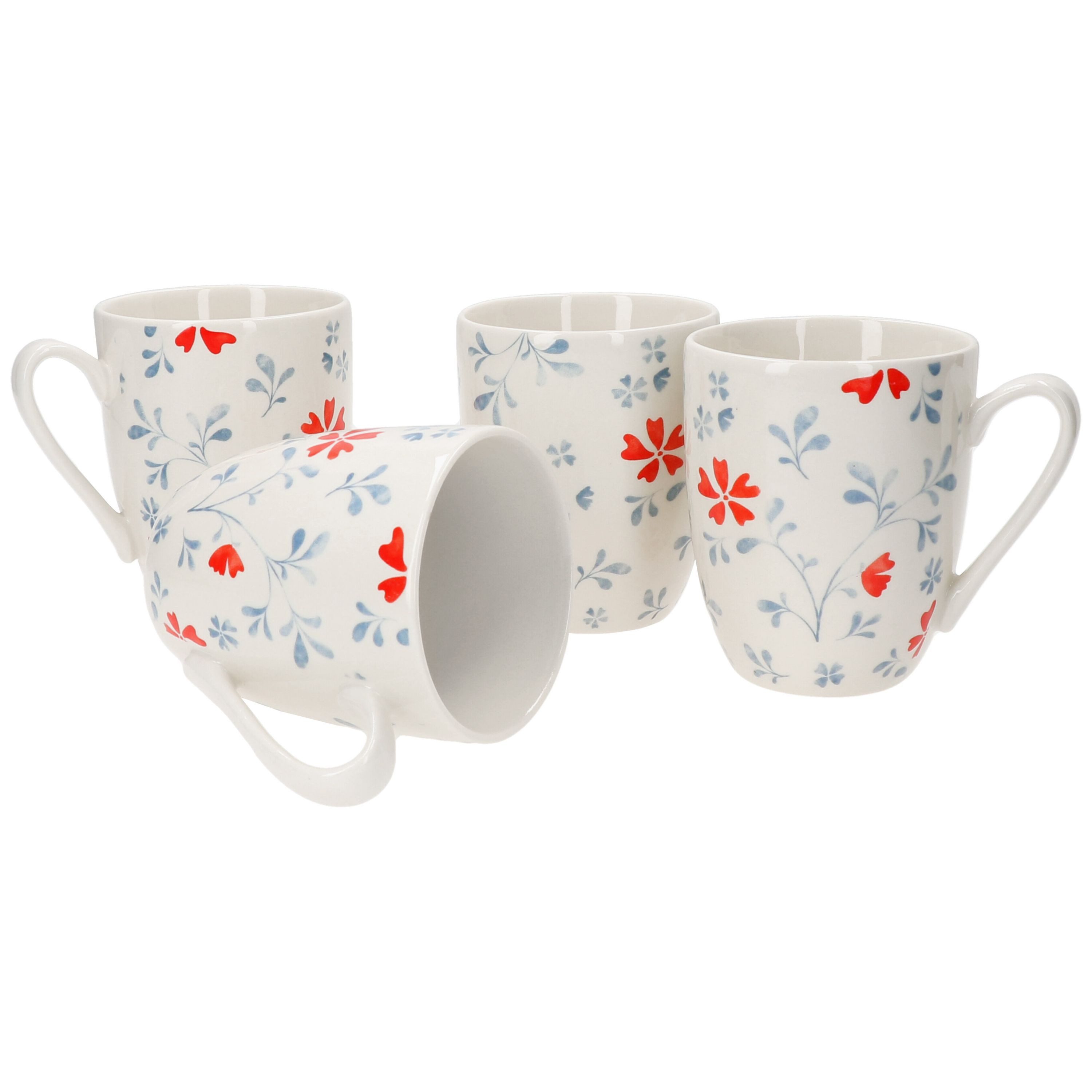 Ritzenhoff & Breker Becher 4er Set Kaffeebecher Blume Blau Julia 330ml Ritzenhoff & Breker, Porzellan