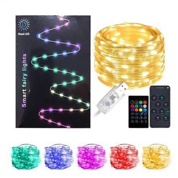 Zoelibat LED-Lichterkette USB Smart Lichterkette RGB mit Fernbedienung 10m