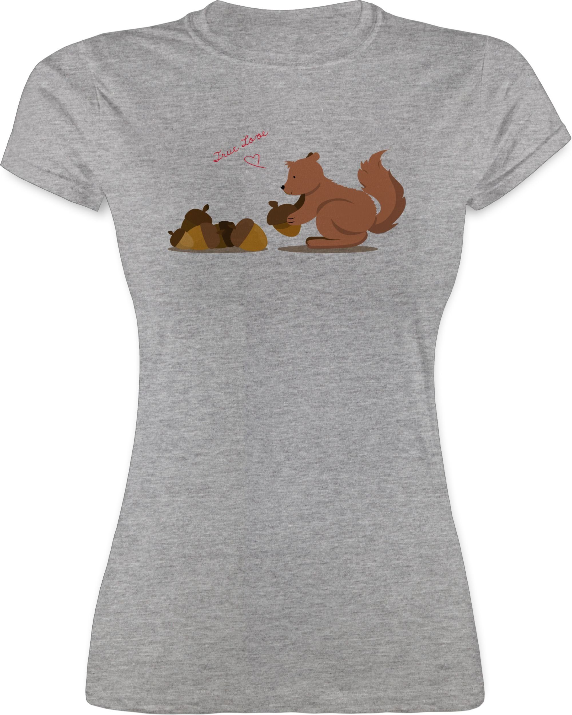 Damen Shirts Shirtracer T-Shirt Eichhörnchen True Love - Dschungel Deko Wildnis - Damen Premium T-Shirt (1-tlg) Urwald Geschenke