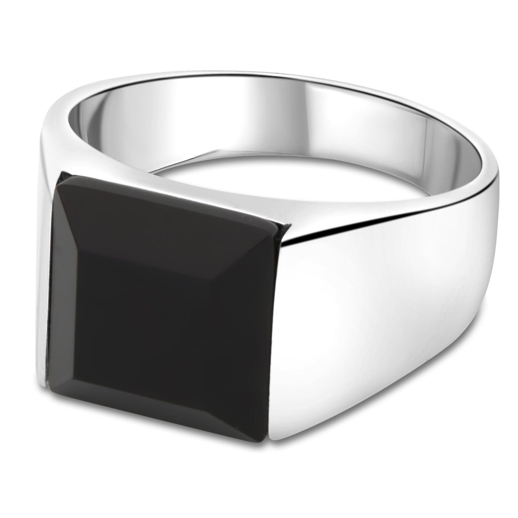 Siegelring Siegelring Onyx 925er Sterling Silber Massiv 64 (20,4 mm), Rhodiniert Made in Italy für Damen und Herren – Bild 4 von 5