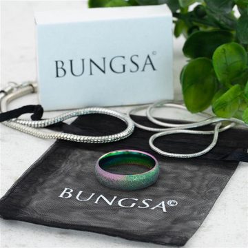 BUNGSA Fingerring Ring Regenbogen sand-gestrahlt Bunt aus Edelstahl Unisex (Ring, 1-tlg), Damen Herren