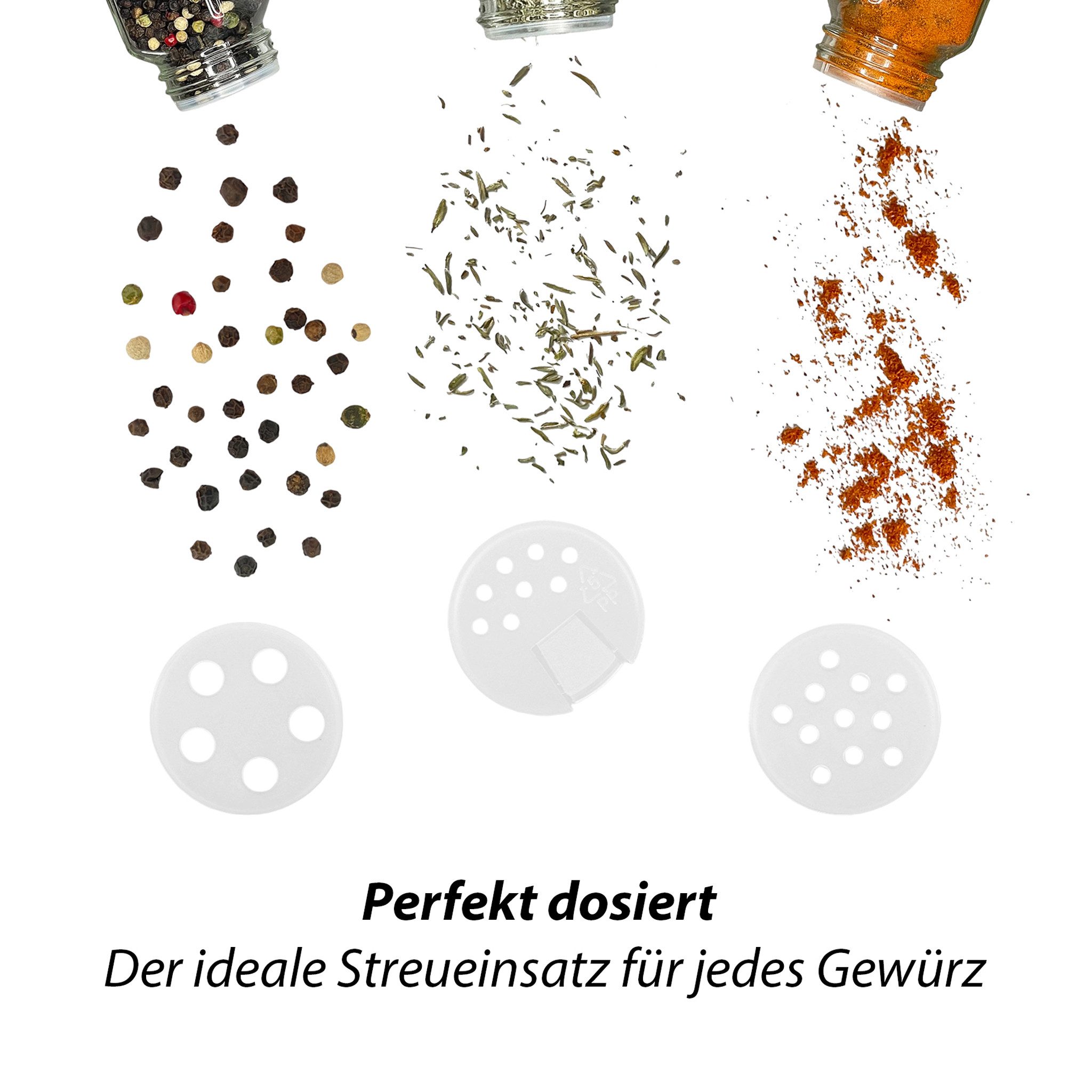 VonBueren Gewürzstreuer Gewürzgläser eckig mit Etiketten, (24-tlg)