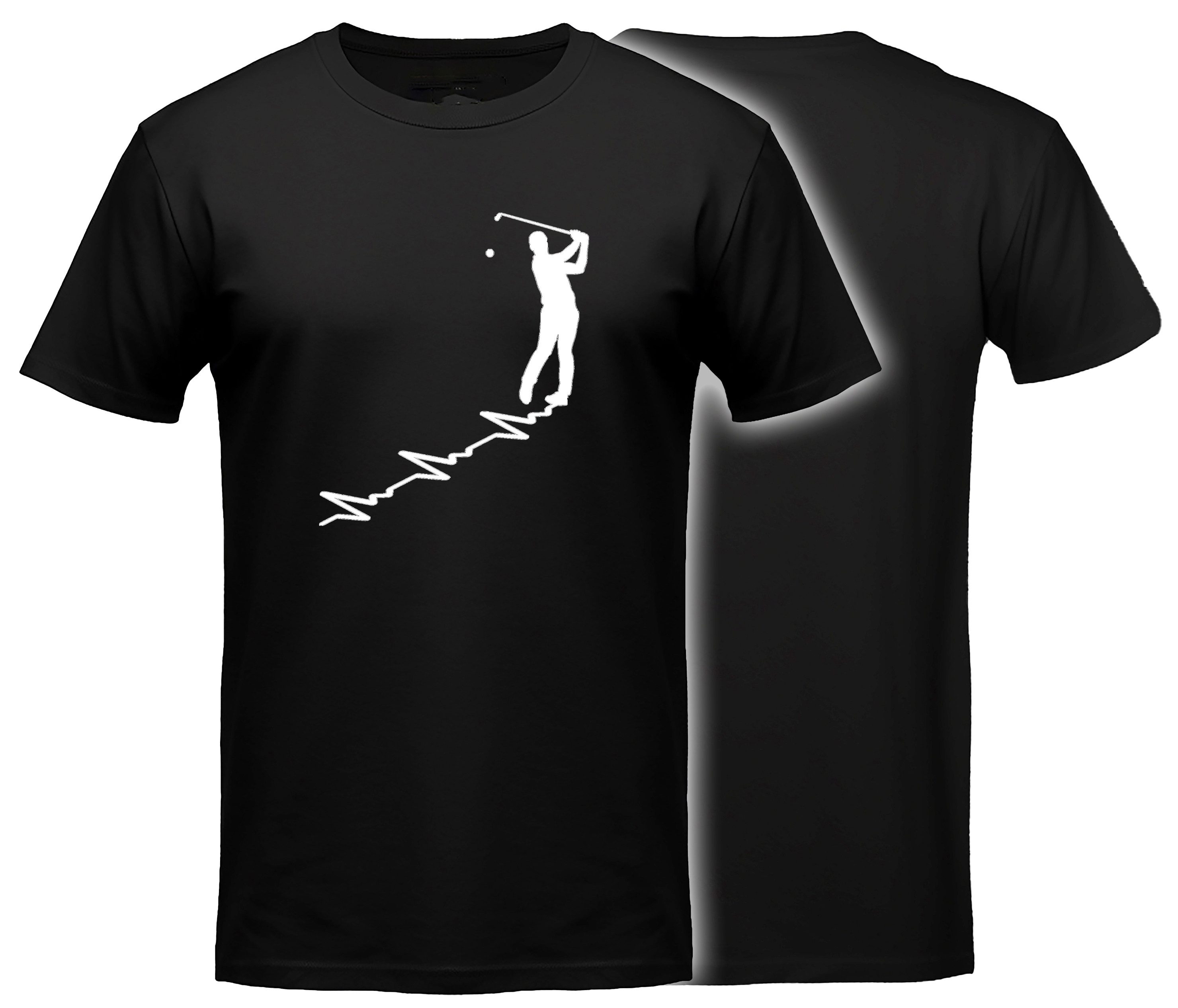 MyDesign24 T-Shirt Golf Herschlaglinie print Shirt EKG-Linie Golfer T-Shirt schwarz kurzarm Regular Fit i576