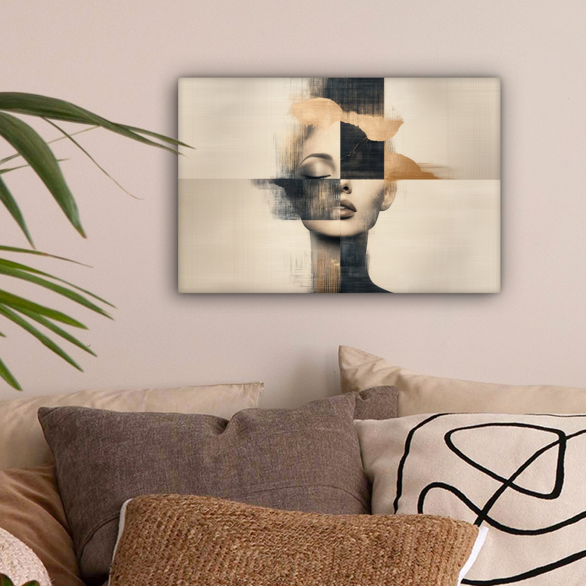 OneMillionCanvasses® Leinwandbild Gold - Frau - Rechtecke, Fotodruck (1 St) günstig online kaufen