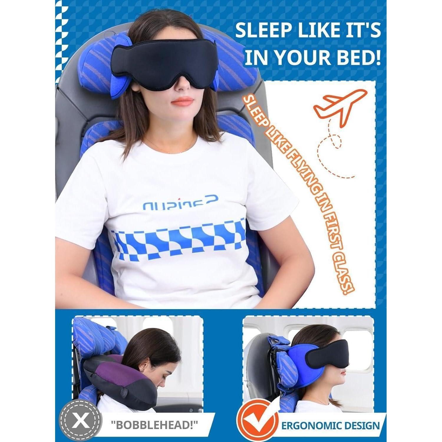 LuxusKollektion Reisekissen Reisekissen 3DSchlafmaske 360Stützband Kopfnickenstopper Rosa