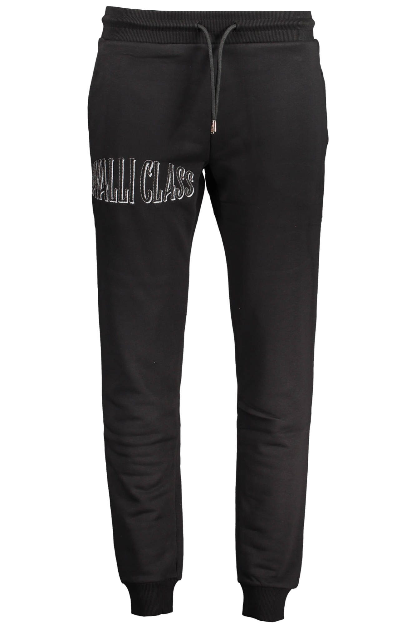Cavalli Class 5-Pocket-Hose Elegante Herren-Sporthose Schwarz mit Kordelzug & Stickerei