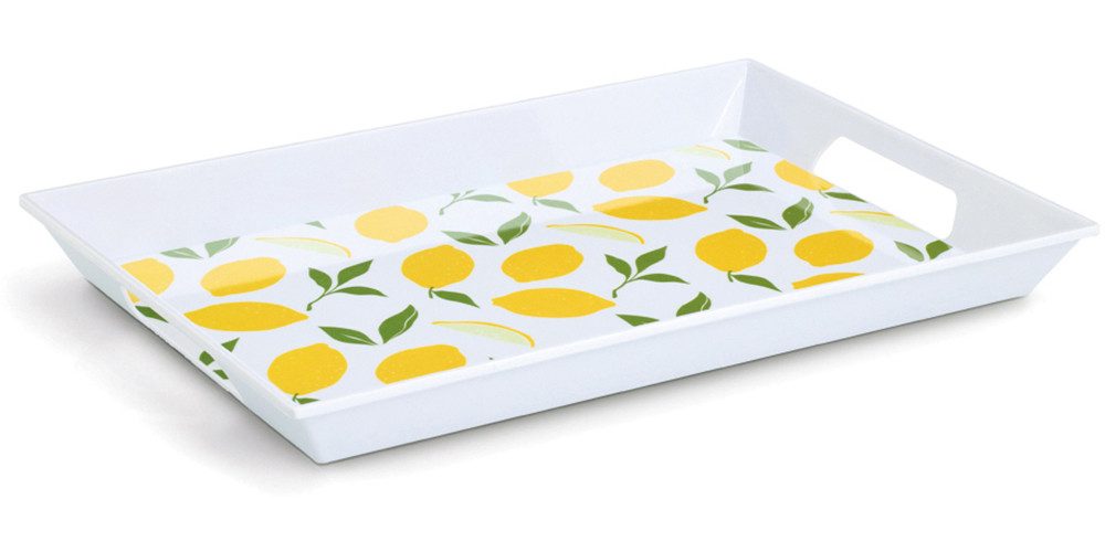 Zeller Present Tablett Melamintablett "Lemons", Melamin, sommerliches Motiv, Tragegriffe, 34,8x50 cm