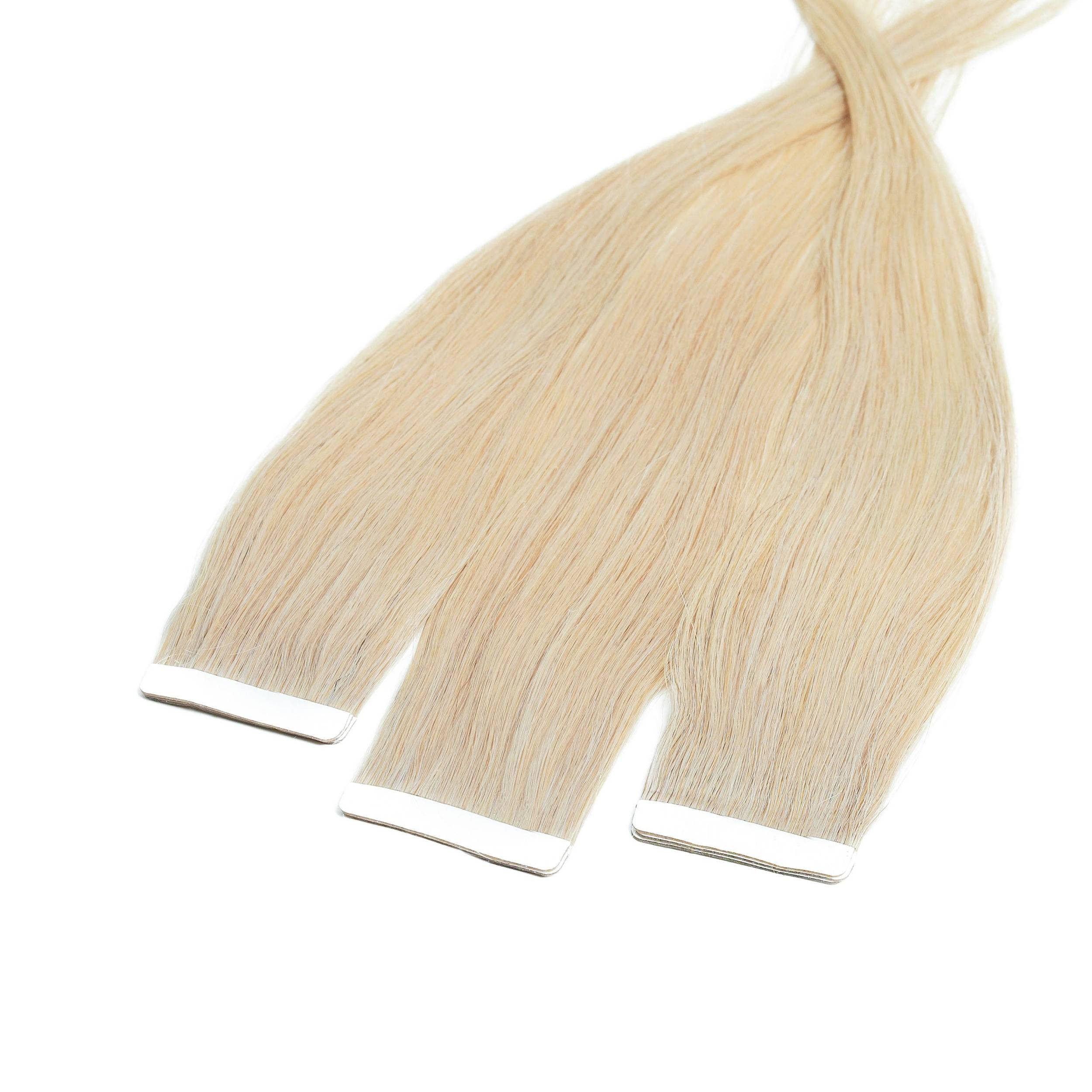 hair2heart Echthaar-Extension Tape Extensions glatt #10/1 Hell-Lichtblond Asch 50cm