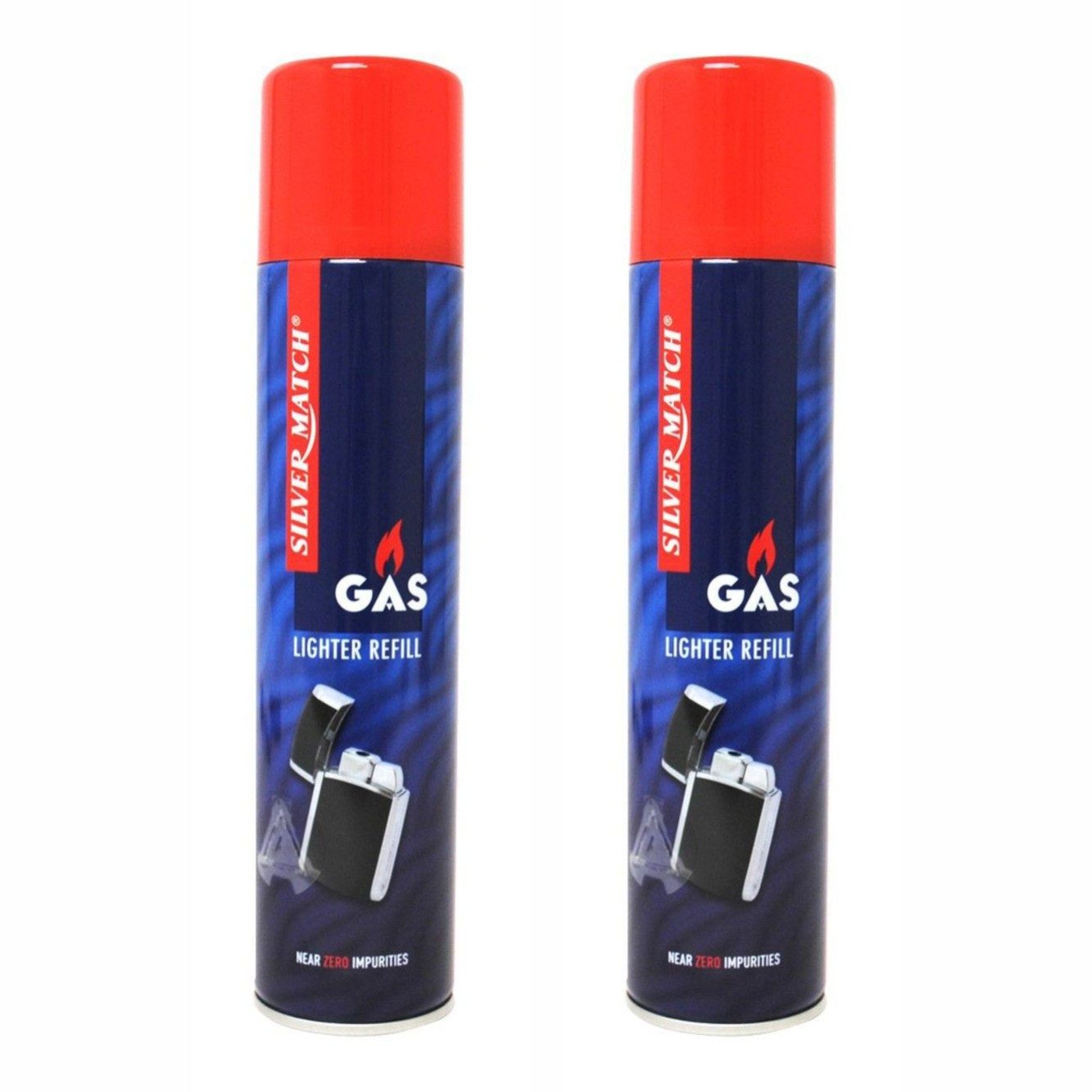 Polyflame Gas 2 x 300 ml Feuerzeuggas für Feuerzeuge und Flambierbrenner, Silver Match Butangas