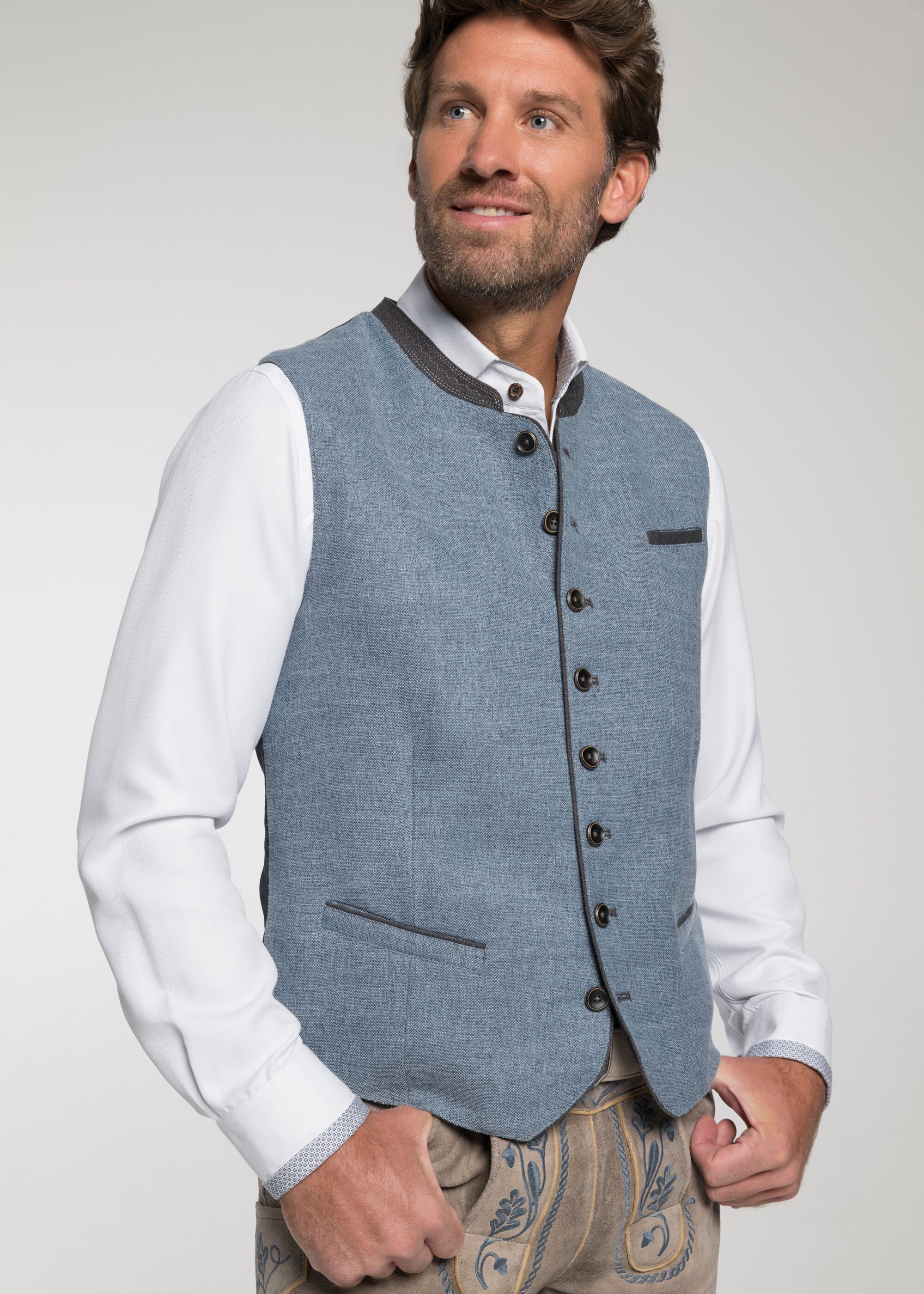 Spieth & Wensky Trachtenweste Geder (1-tlg) mit leicht bestickten Stehkrage günstig online kaufen