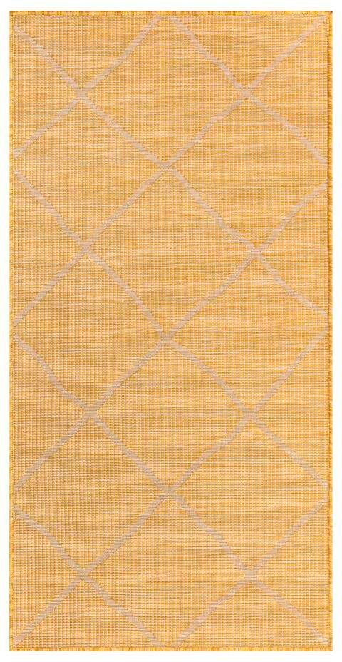 Teppich Palm, Carpet mm, flach City, rechteckig, gewebt Höhe: & Küche, 5 UV-beständig, für Balkon, gelb Wetterfest Terrasse