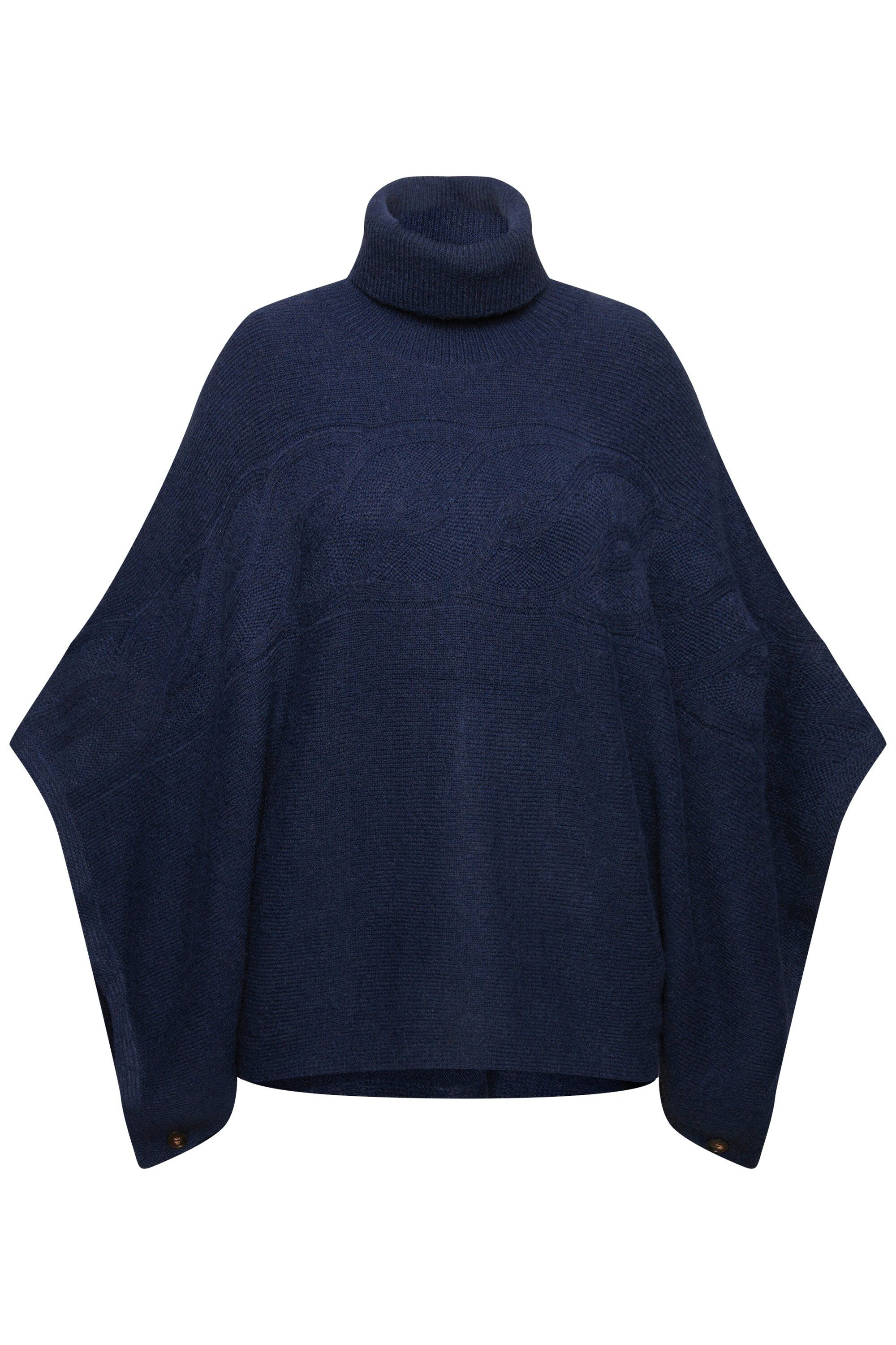 Ulla Popken Strickpullover Poncho Rollkragen oversized Halbarm günstig online kaufen