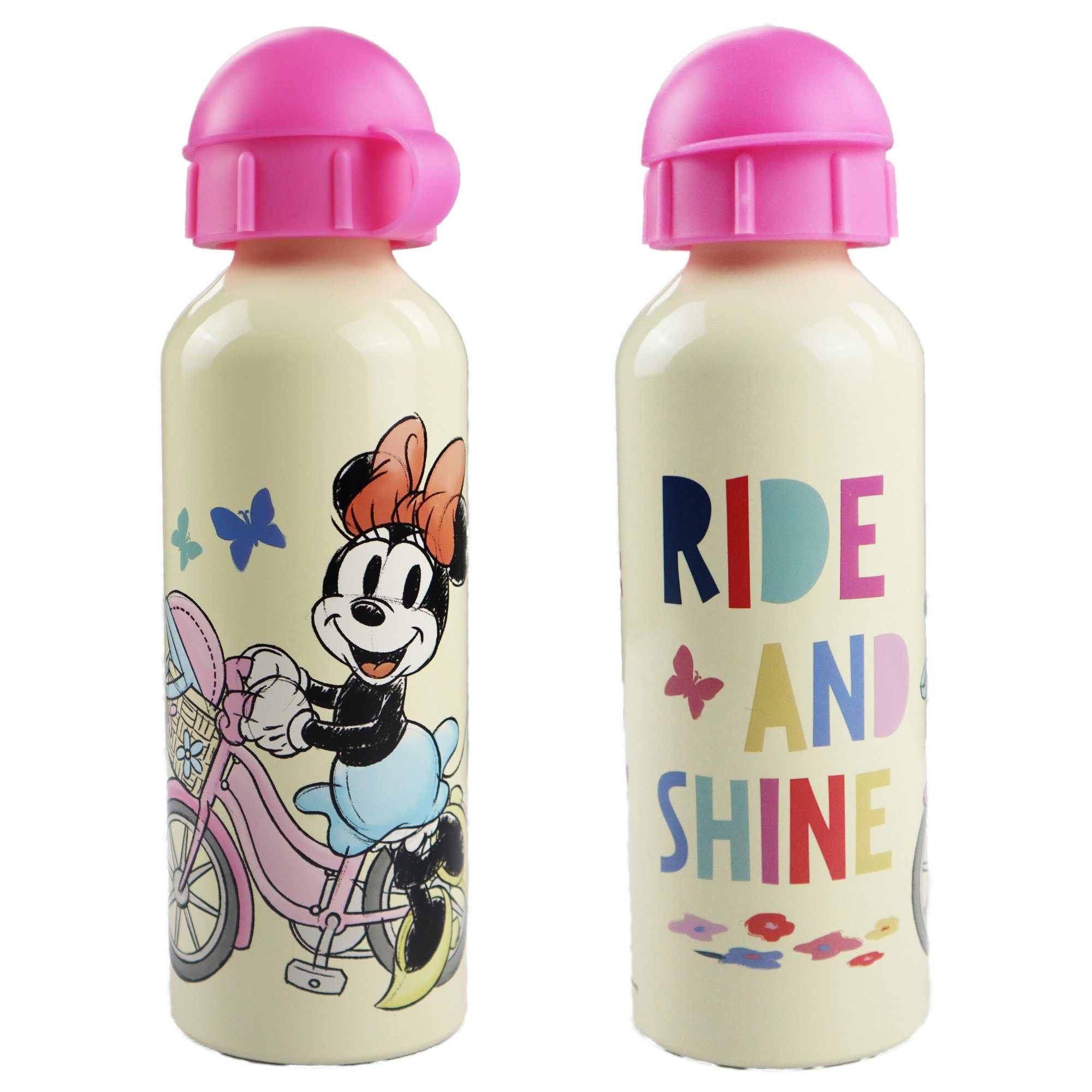 Disney Trinkflasche 520 ml Alu Minnie Maus Einhorn Flasche, Wasserflasche Disney