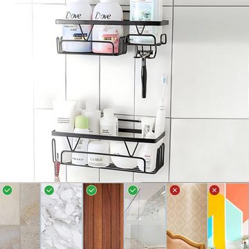 HYIEAR Duschablage Duschregal, mit Duschkorb (Set, 4-tlg), mit 8 Klebeflächen und Haken, Wird in Badezimmer, Küche, Duschgel, Aufbewahrung, Toilette verwendet