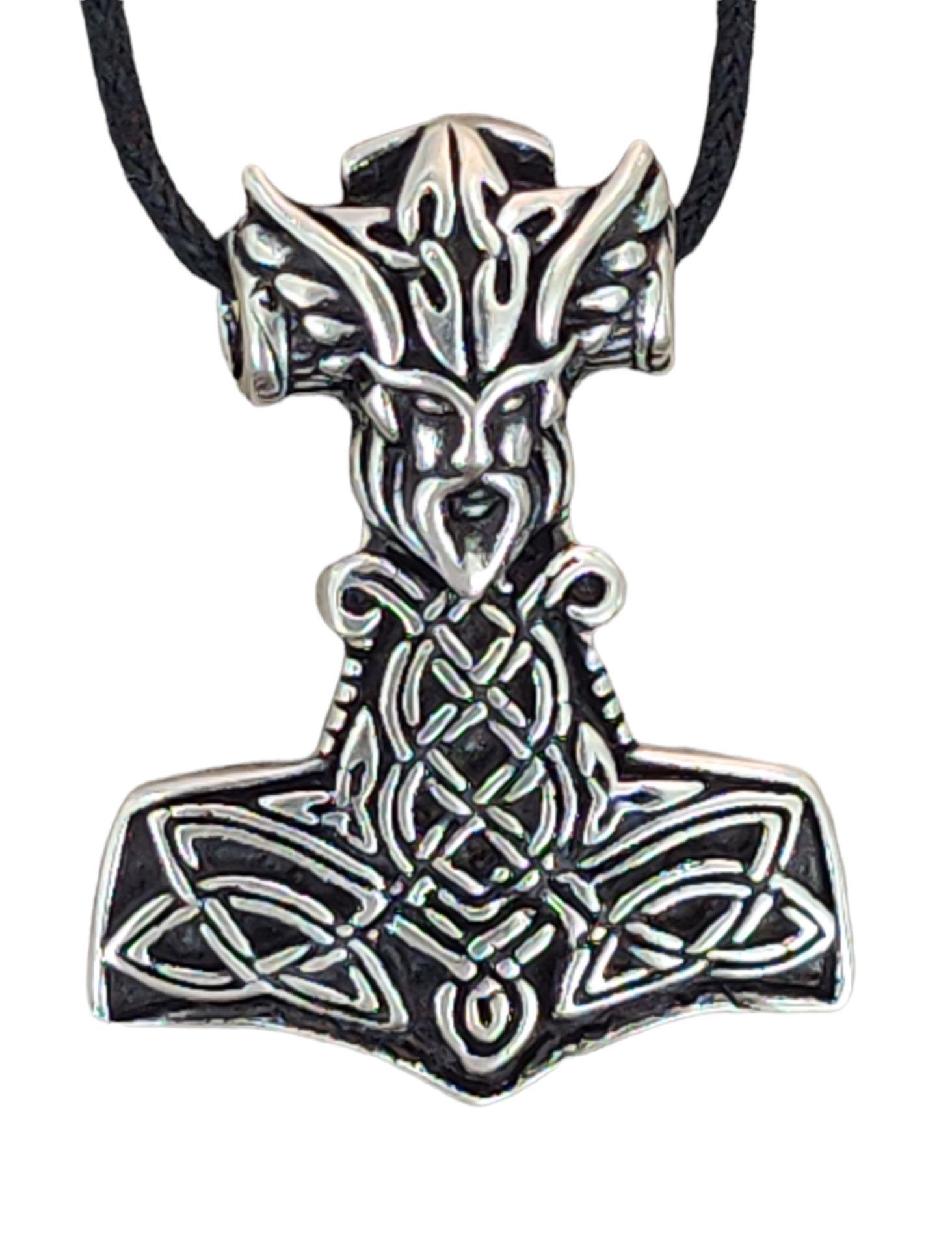 Silber Thors Thorshammer Leather Kettenanhänger Anhänger of Kopf Kiss Hammer 925 Thor Thorhammer Odins