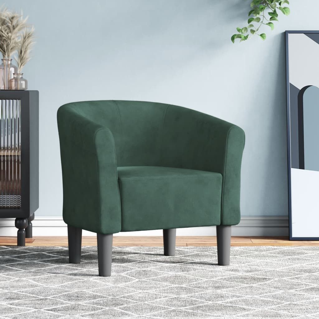 furnicato Cocktailsessel Moderner Clubsessel Dunkelgrün 70 x 56 x 68 cm mit Samtbezug und (1-St), Bequemer Sessel mit Schaumstofffüllung für das Wohnzimmer oder Büro