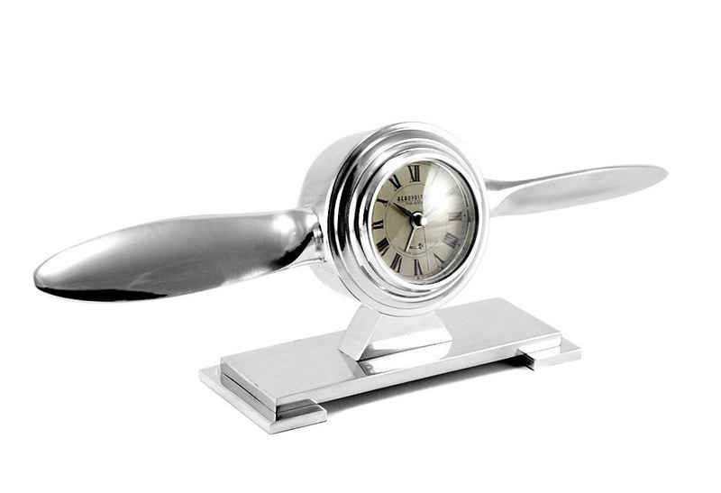 Brillibrum Tischuhr Tischuhr Propeller Uhr Kamin Flugzeug Tisch Metall Quarz Uhr Quarzuhr Wecker Clock Art Déco