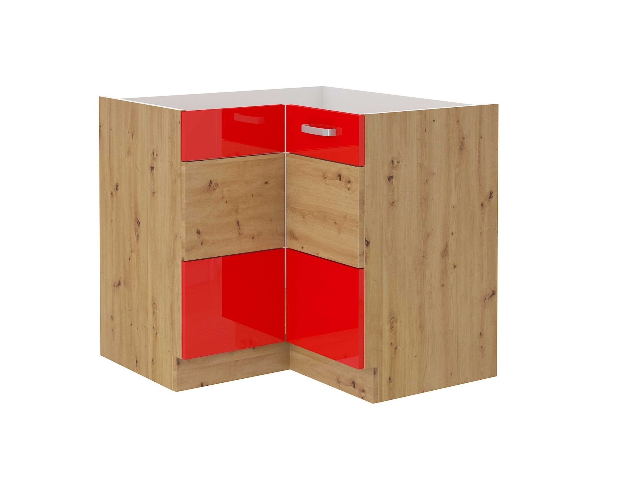 + cm Artisan Eiche Rot Küchenblock Küchen-Preisbombe Hochglanz Küchenzeile Eckunterschrank Küche 89x89