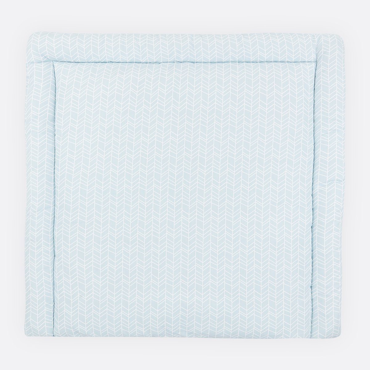 KraftKids Wickelauflage weiße Feder Muster auf Blau, extra Weich (500 g/qm), mit antiallergenem Vlies gefüllt