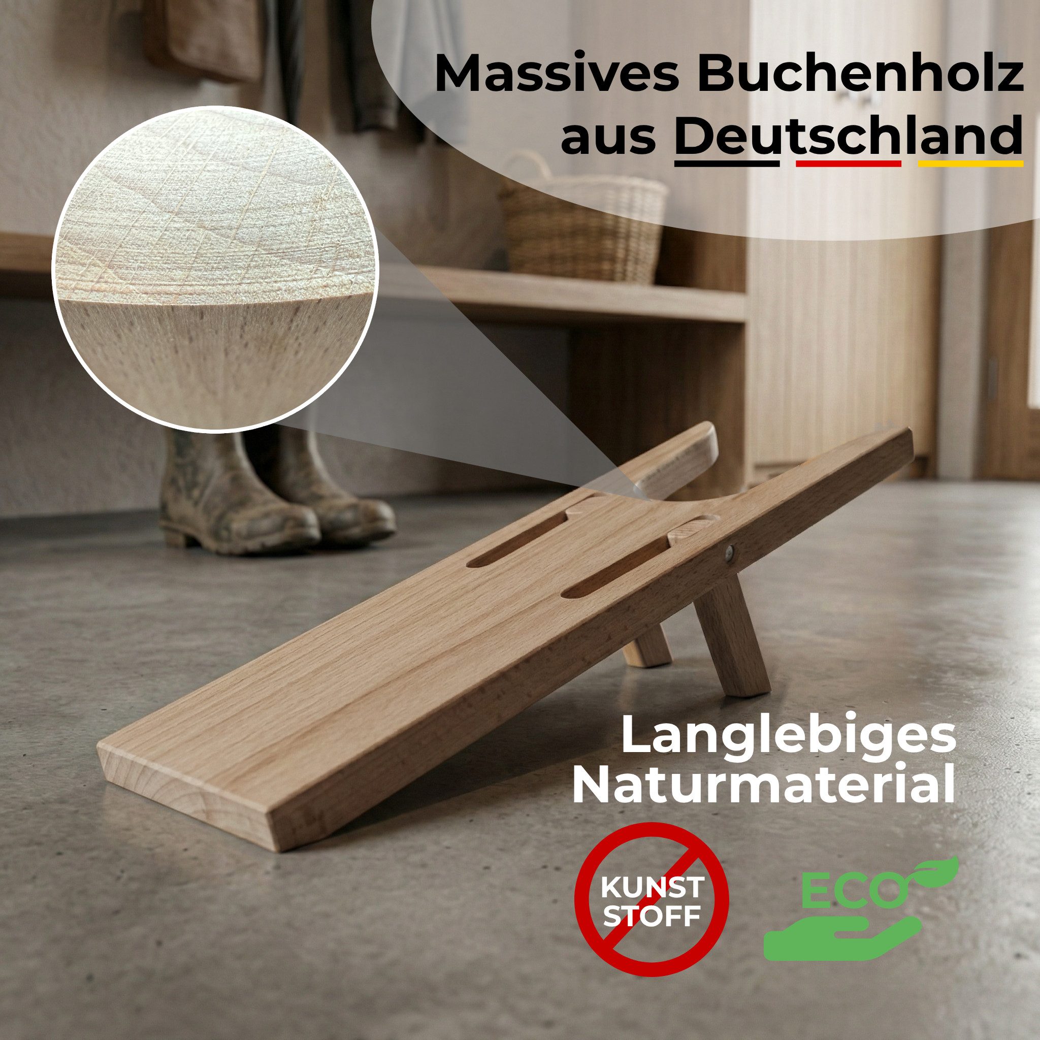 Langlauf Schuhbedarf Stiefelknecht Stiefelknecht Buchenholz platzsparend klappbar made in Germany, Made in Germany
