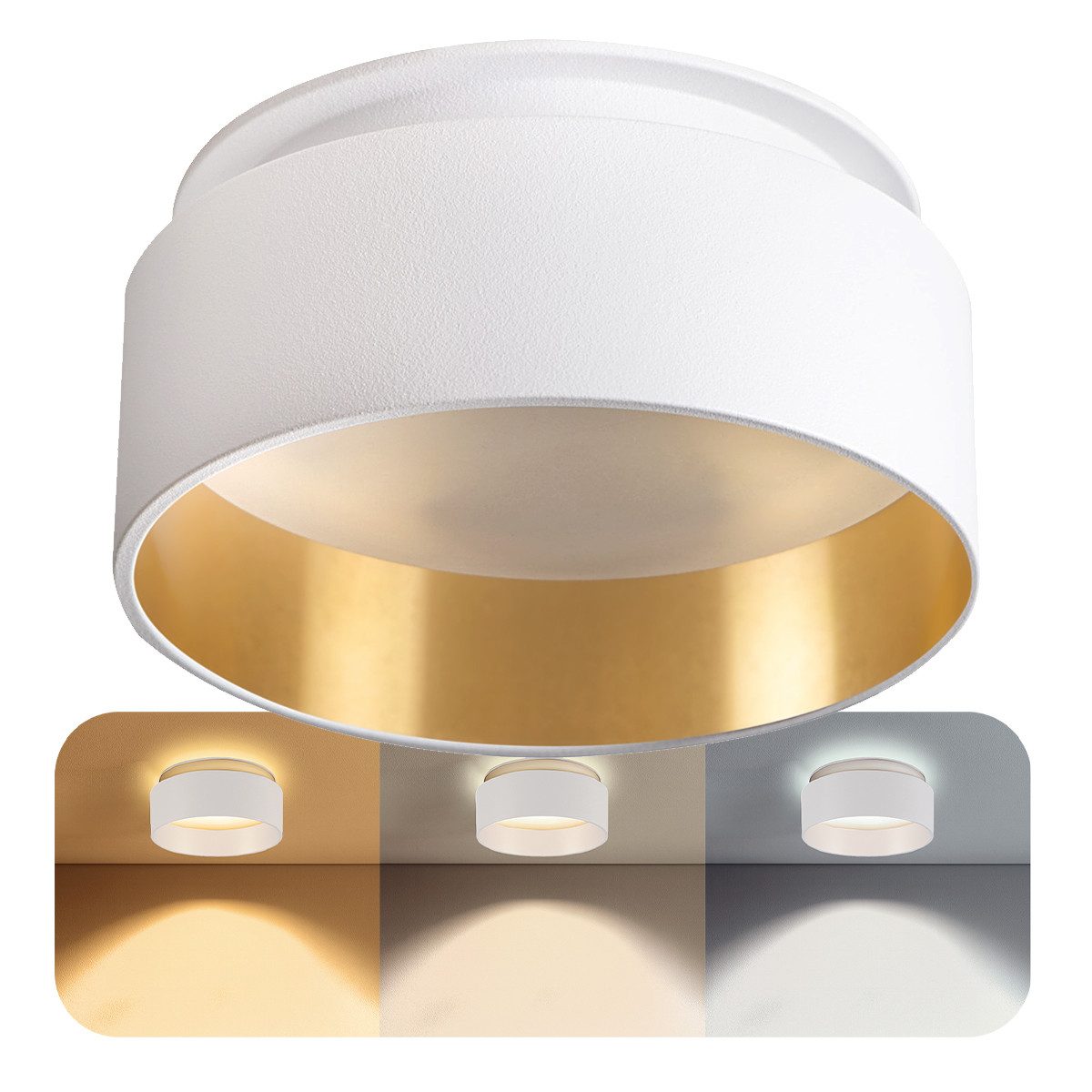 SSC-LUXon LED Aufbaustrahler Einbau LED Deckenstrahler Sudara weiss gold in günstig online kaufen