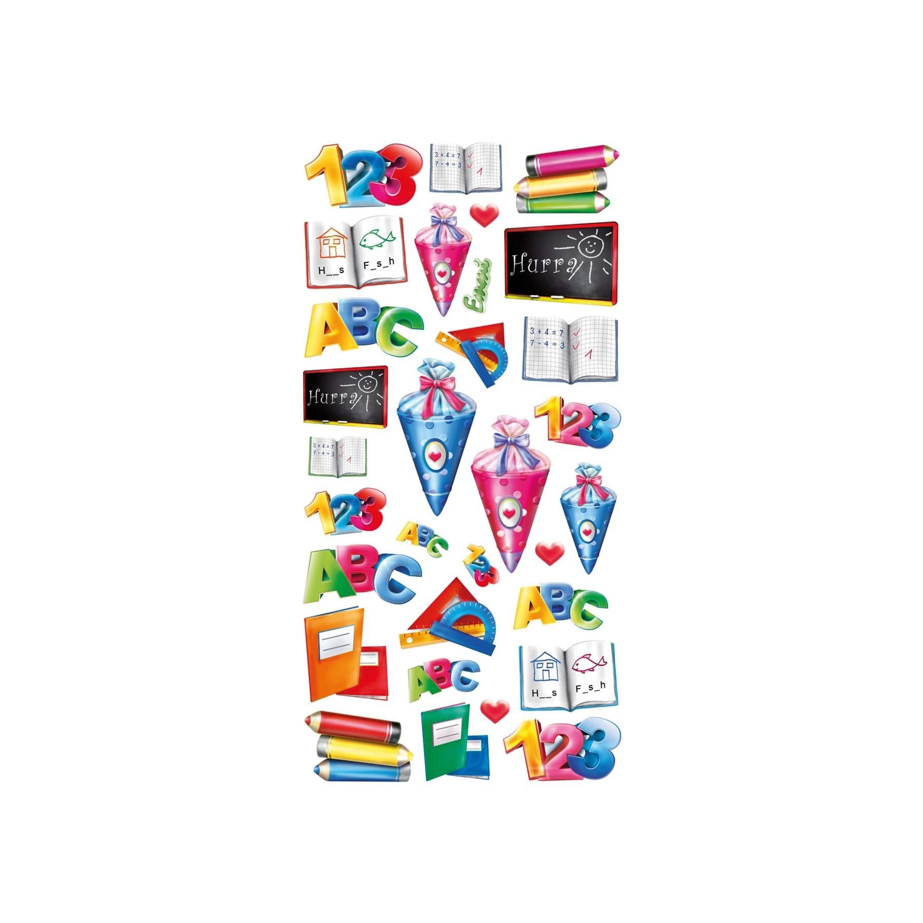 Roth Schultüte Roth Soft-Sticker Schule, 10x20cm, 31 Teile, Verschluss