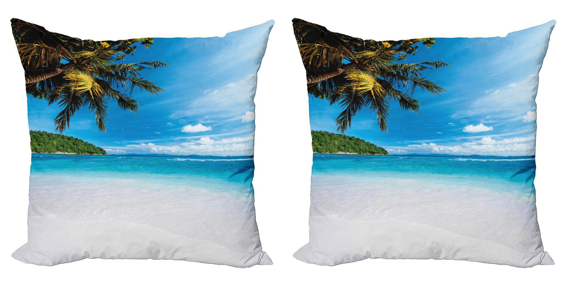 Accent Modern Stück), (2 Exotic Kissenbezüge Doppelseitiger Tropisch Island Beach Digitaldruck, Abakuhaus