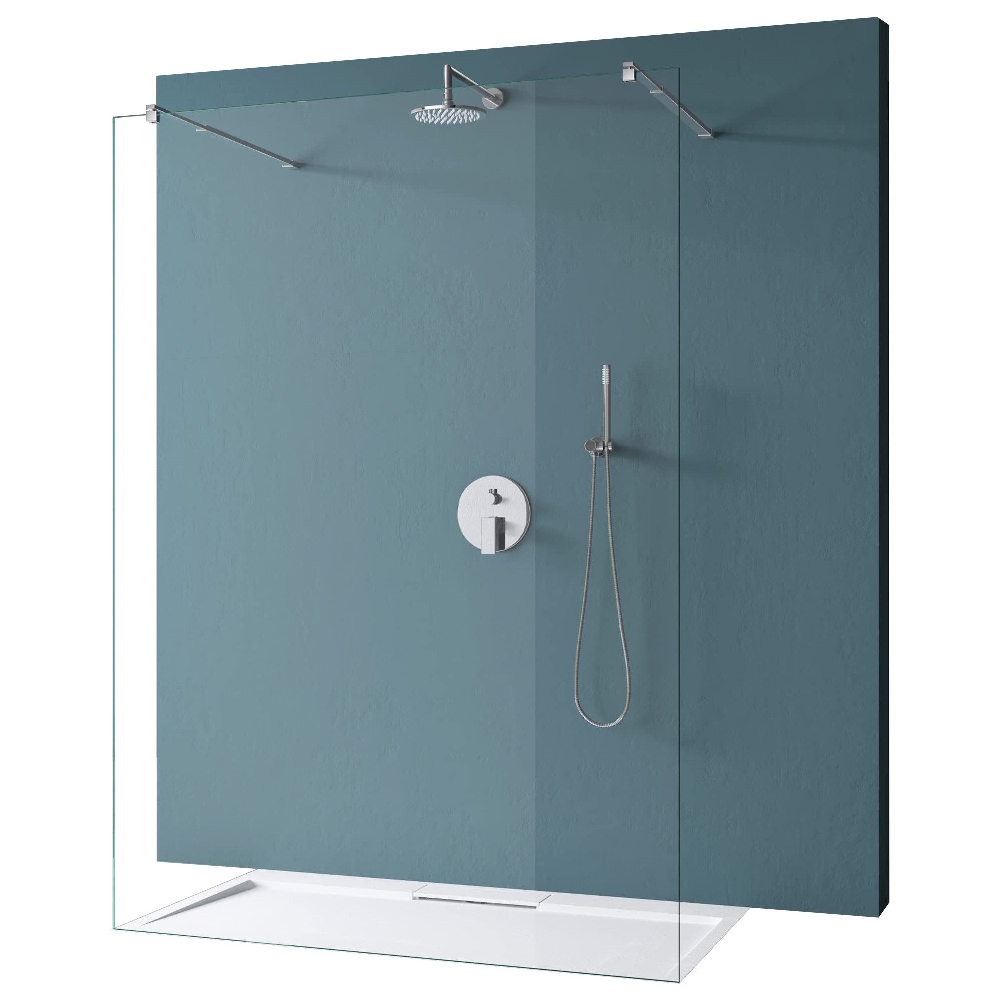 Duschwand Duschabtrennung 2 Haltestange für Walk-In Dusche ESG mit Nano Br02