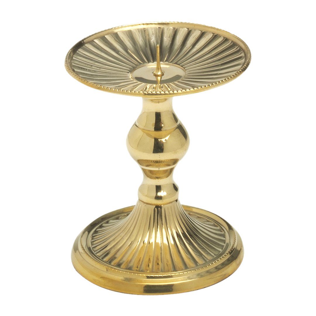 NKlaus Kerzenständer Glanz Scheibenleuchter Messing Gold Höhe 8cm Kerze