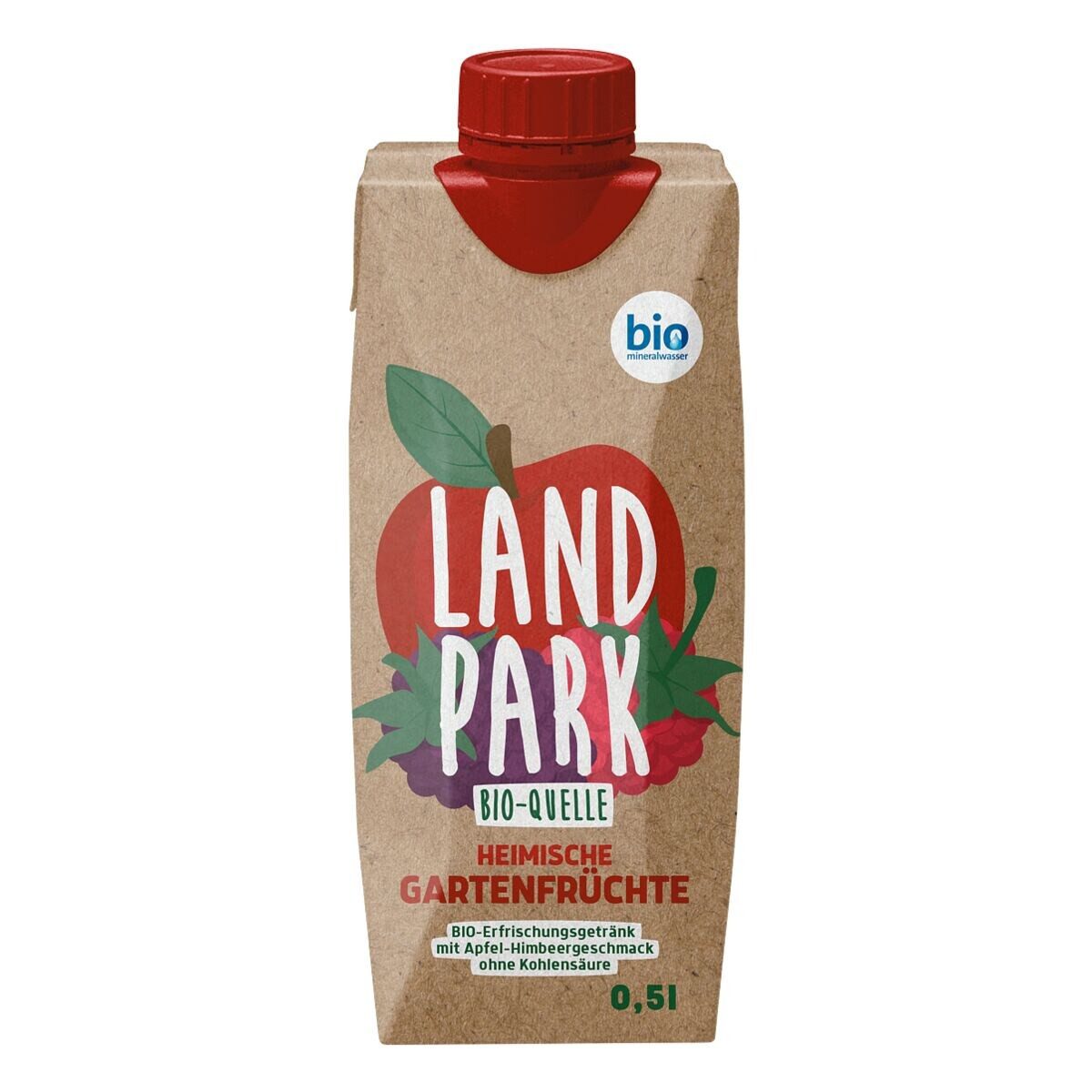 LANDPARK Trinkwasser Heimische Gartenfrüchte, 12x 0,5 Liter, Mineralwasser mit Apfel-Himbeergeschmack