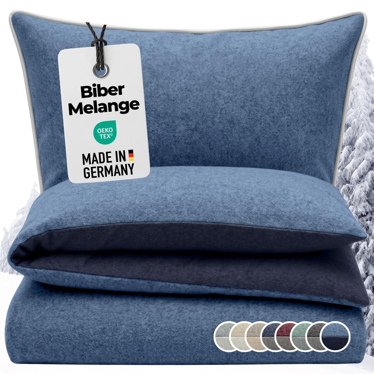 Carpe Sonno Wendebettwäsche Biber Bettwäsche Winter Flanell Baumwolle 135x200 / 155x220 / 200x200, Biber, 2 teilig, Warme MADE IN GERMANY Winterbettwäsche kuschelig weich - 135 x 200