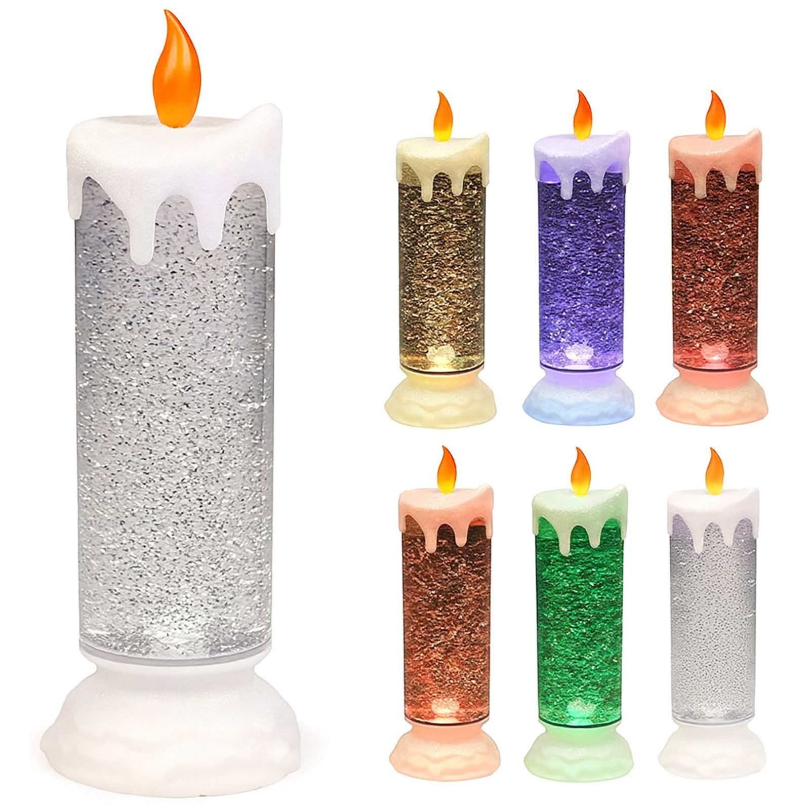 BURI Kugelleuchte LED-Glitterkerze mit Farbwechsler 24cm Weihnachtskerze Adventskerze