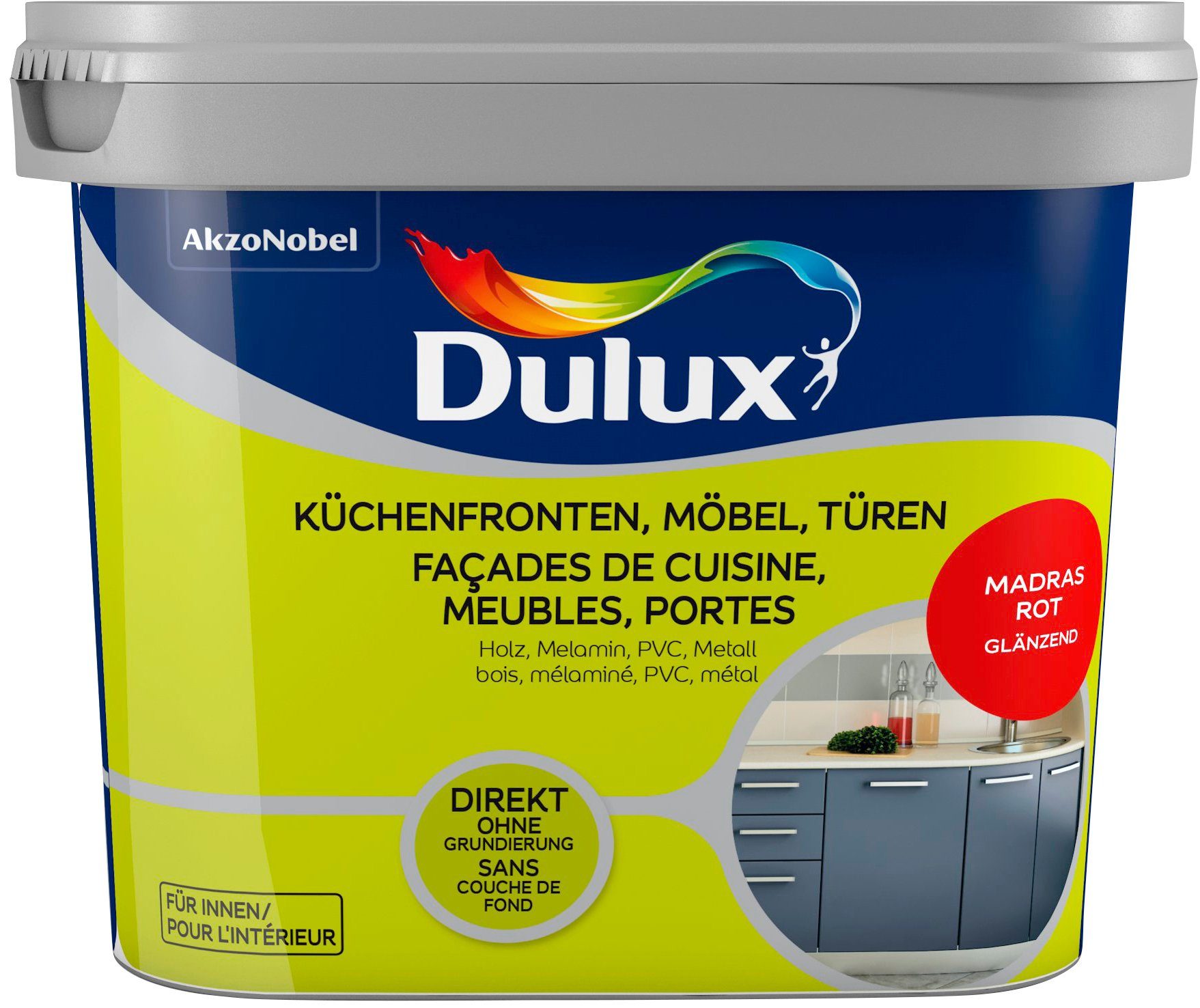 Dulux Holzlack Fresh Up, für Küchen, Möbel und Türen, madras rot, 0,75 l